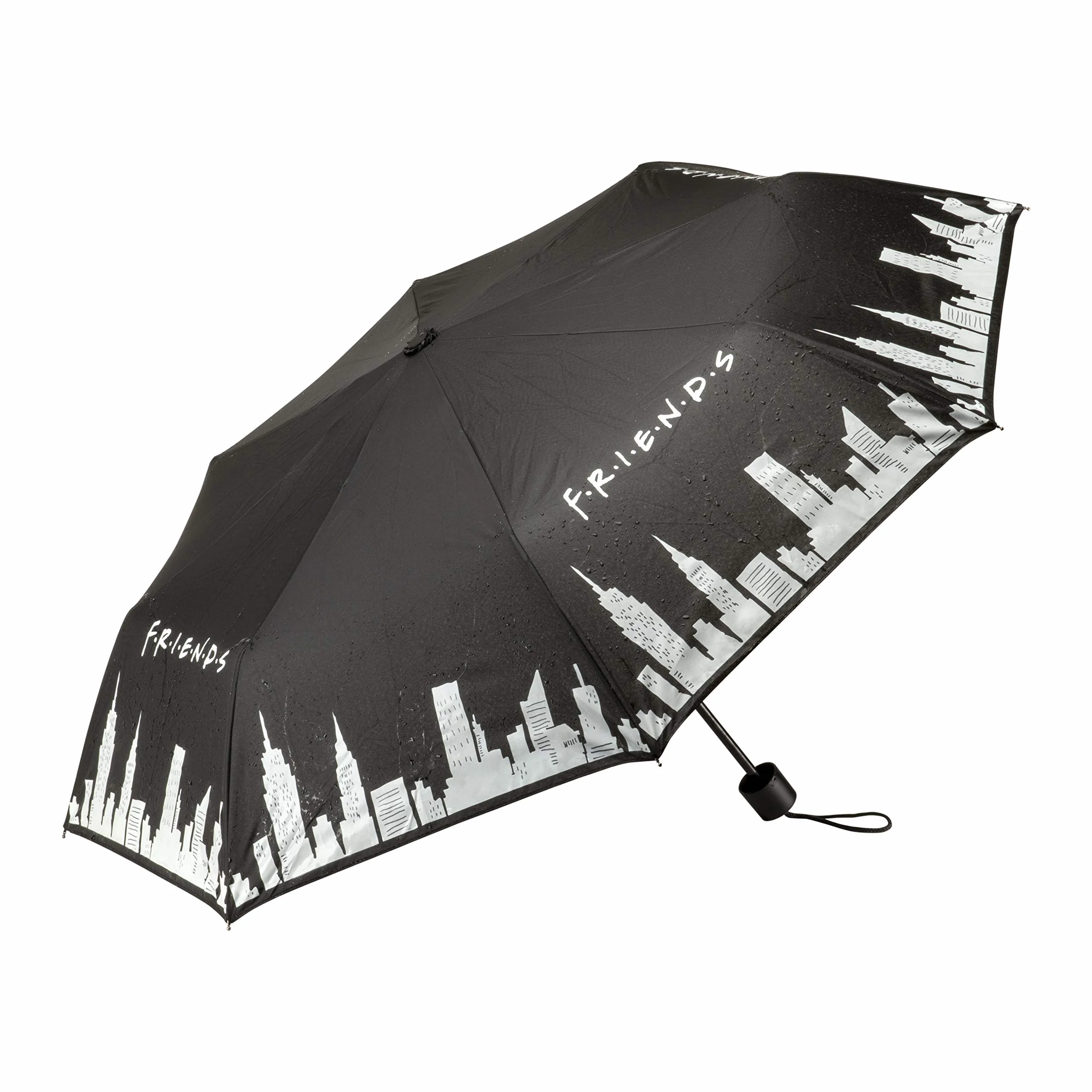 Przyjaciele serial telewizyjny zmieniający kolor parasol - nadruk panoramy Nowego Jorku Manhattan - oficjalnie licencjonowany, Czarno-biały, 26 x 6 x 6 cm, Młody dorosły