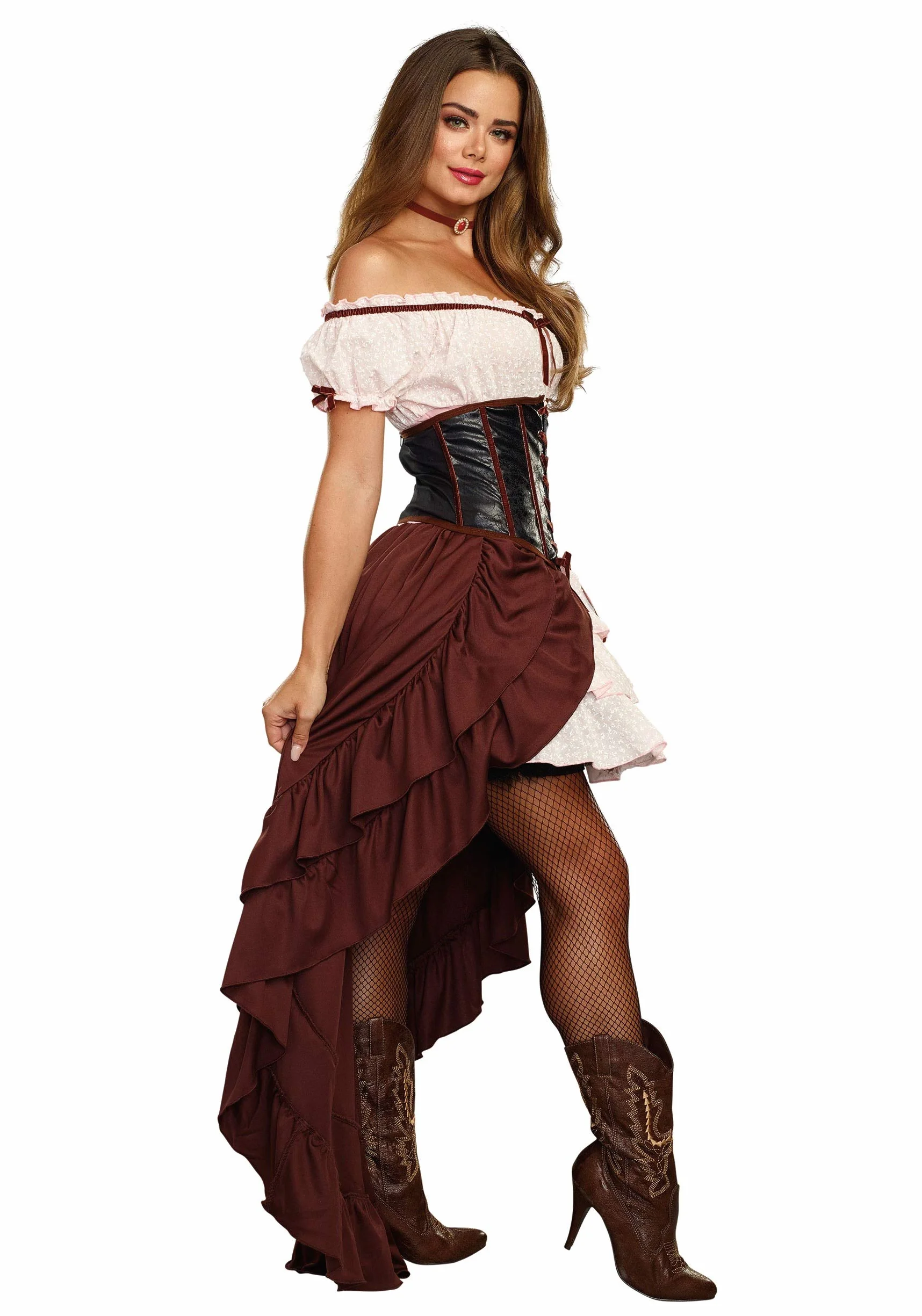 Dreamgirl Adult Womens Saloon Girl Costume, Western Saloon Gal Authentic Halloween Costume - Large