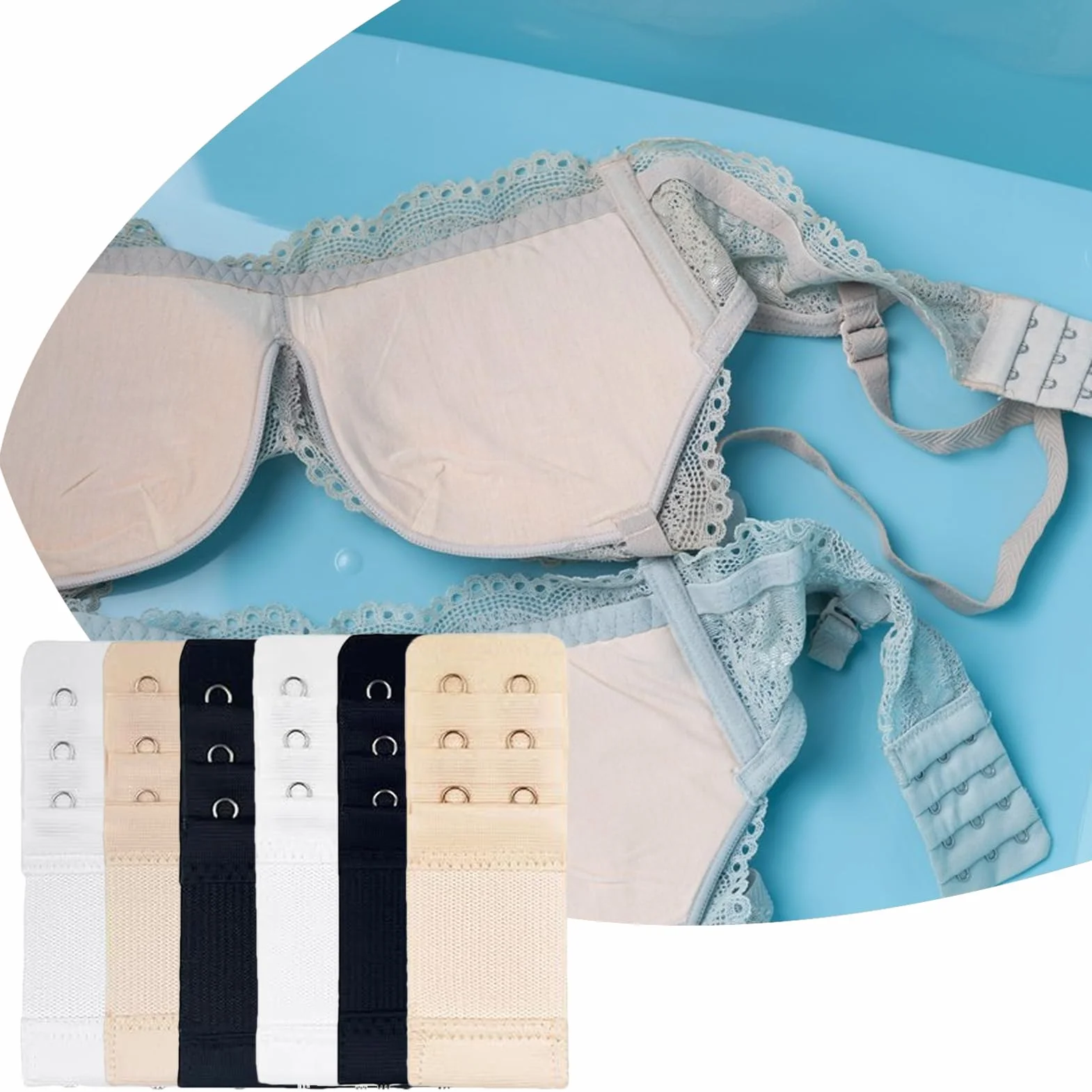 Przedłużacz biustonosza - 6 sztuk regulowany, wysuwany biustonosz | Elastyczna klamra Miękki haczyk do bikini do karmienia gorsety ciążowe