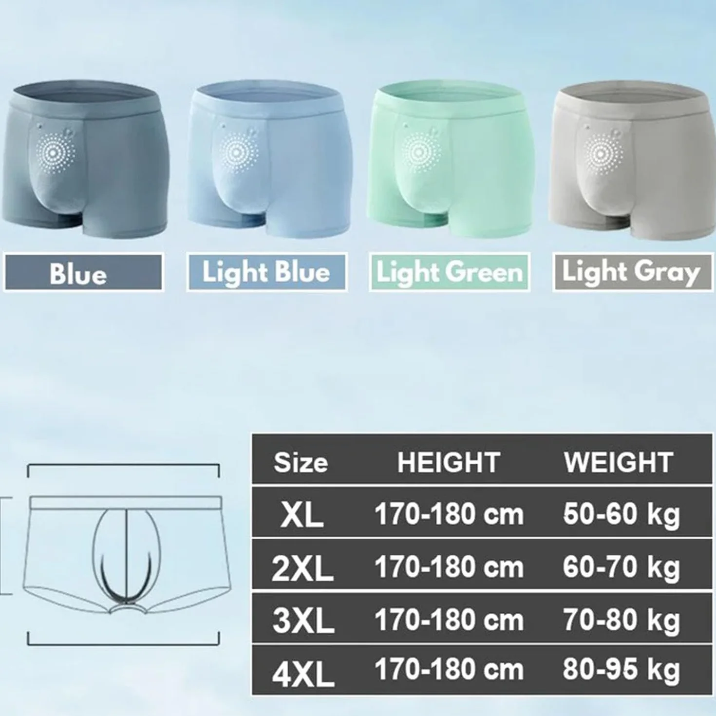 Męska bielizna do masażu terapii magnetycznej, miękkie oddychające męskie majtki bokserki przeciw otarciom bielizna majtki (3szt-04, 4XL (200LBS))
