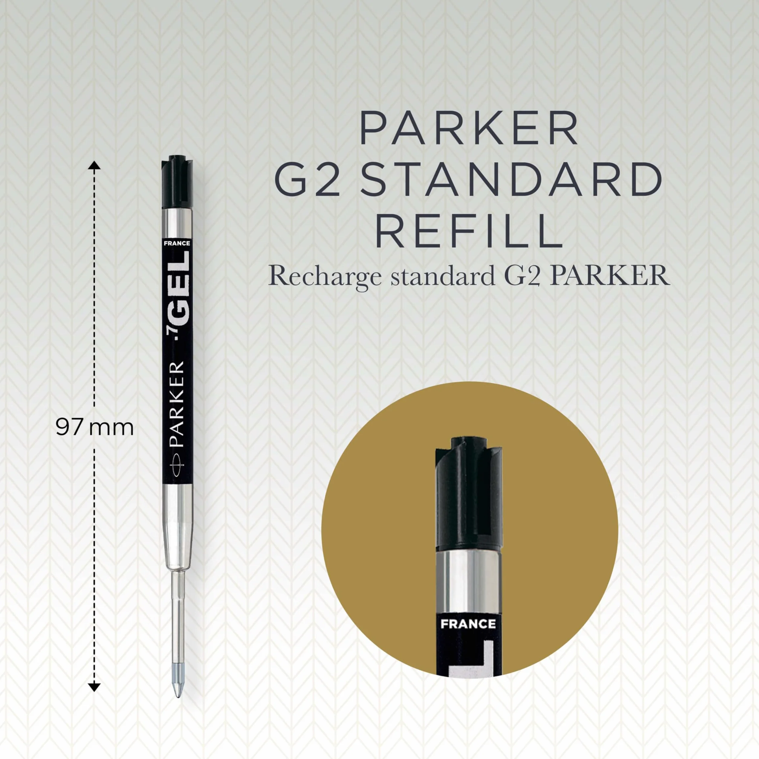 Parker Wkład do długopisu żelowego | średnia końcówka (0,7 mm) | czarny atrament QUINK | 1 liczba