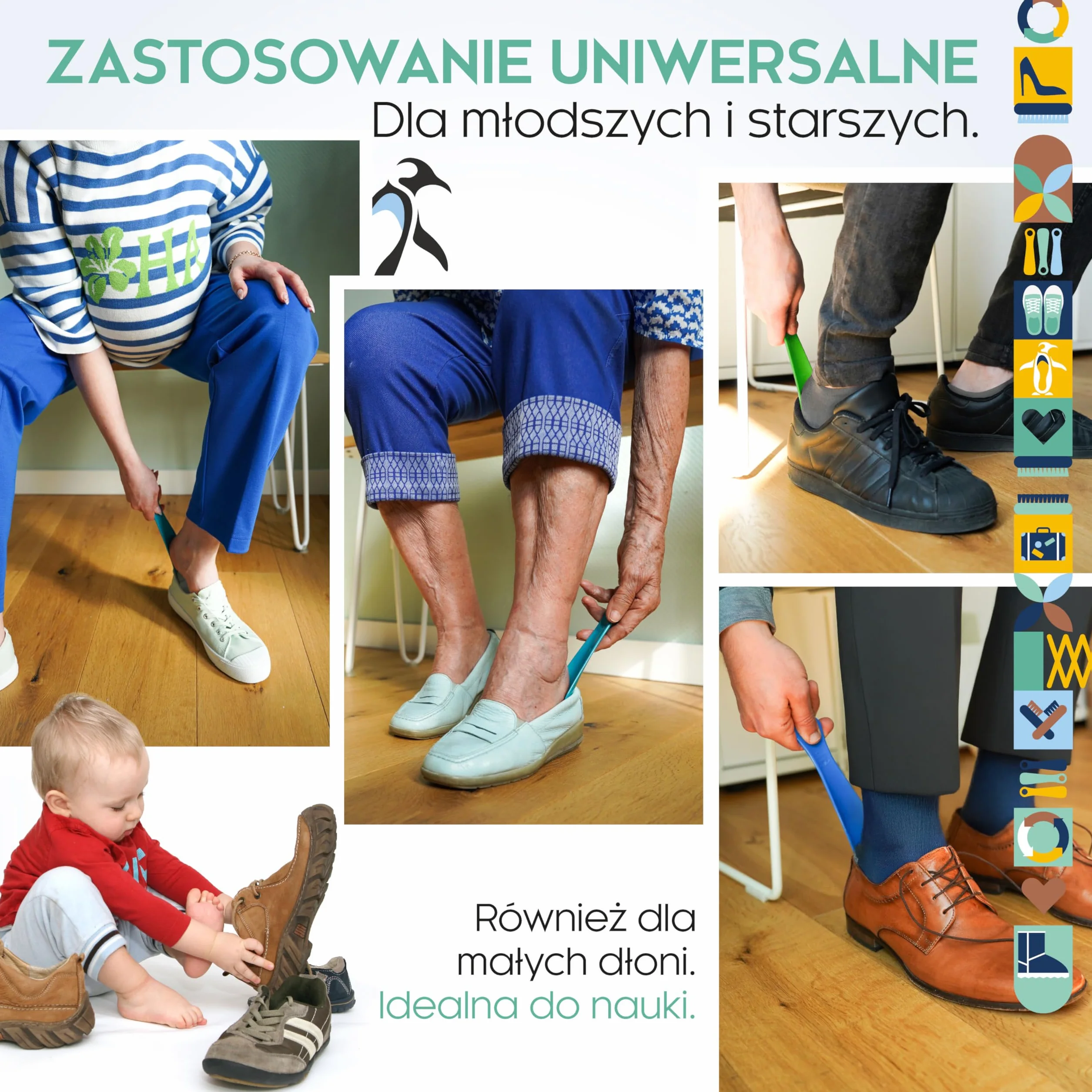 biped łyżka do butów z tworzywa 18 cm – Mini łyżka podróżna ergonomiczna – Idealna dla dzieci i dorosłych – Praktyczne lekkie akcesorium z2798(Petrolowy)