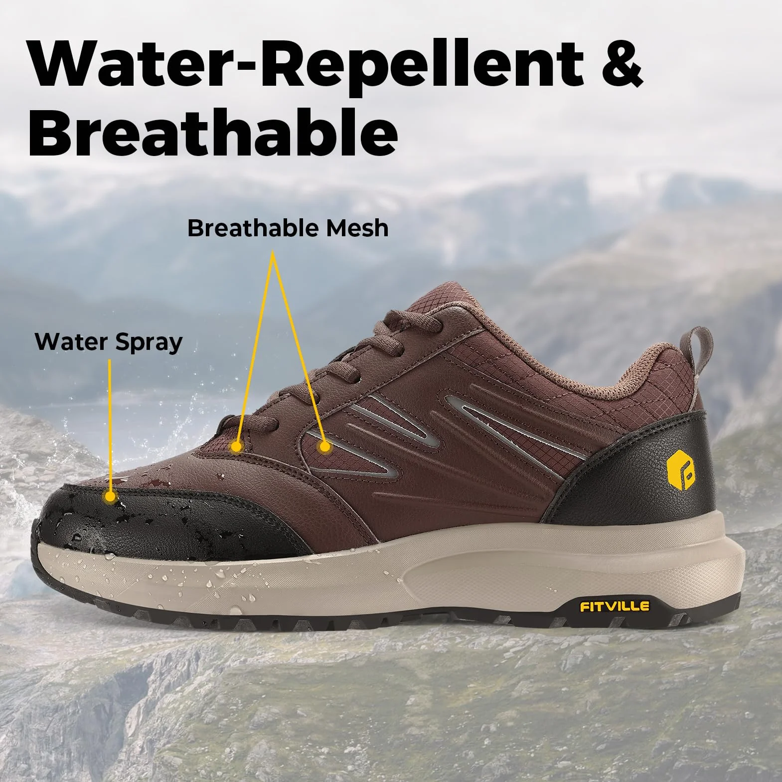 FitVille Extra szerokie buty turystyczne męskie wodoodporne półbuty turystyczne antypoślizgowe buty trekkingowe na każdą pogodę buty outdoorowe ze wsparciem łuku stopy