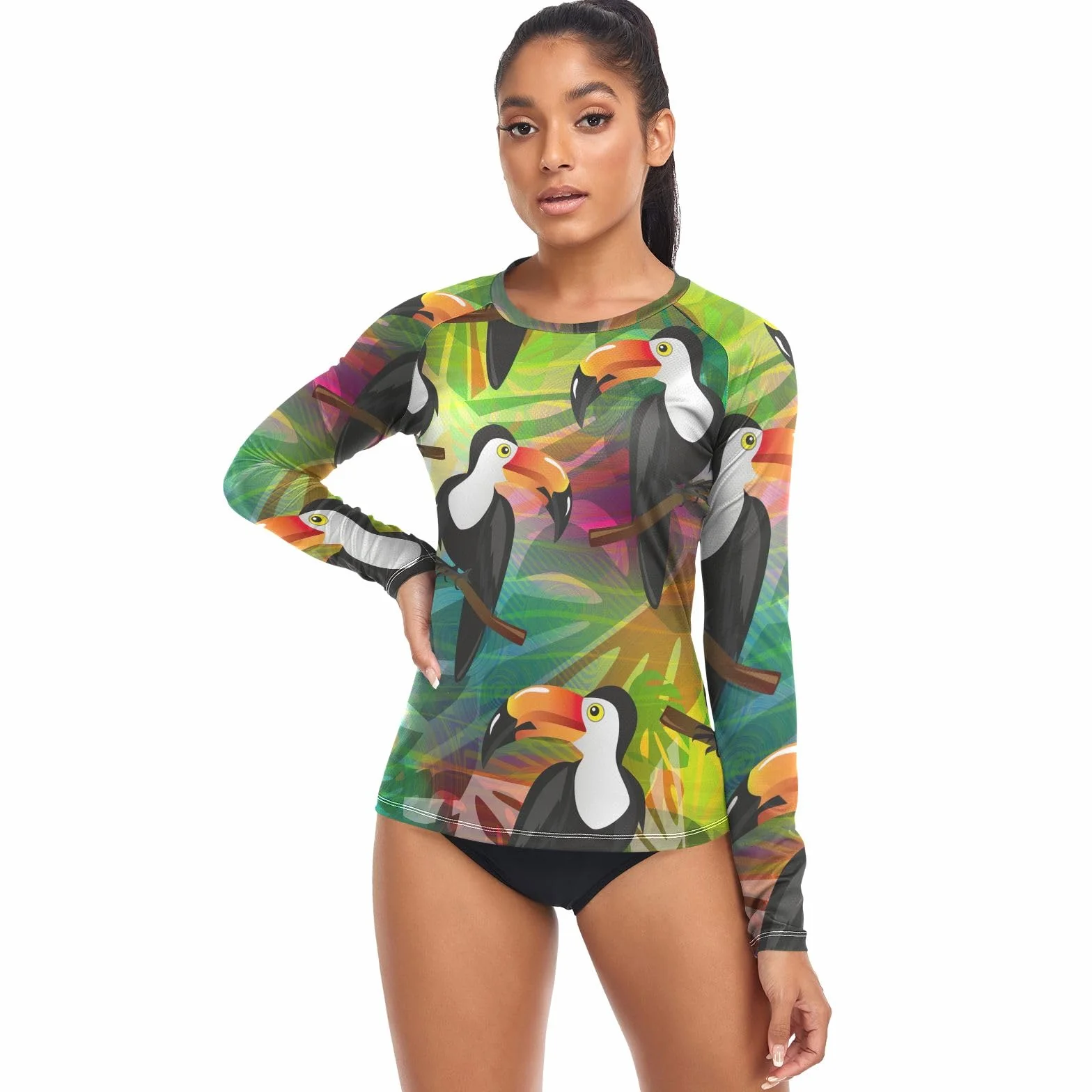 Halloween Koty Dynia Damskie Koszulki z Długim Rękawem Rash Guard Ochrona Przeciwsłoneczna Koszule do pływania XS-XL
