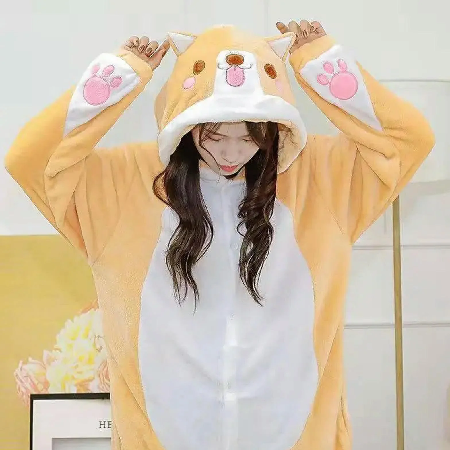 Zestawy piżam dla kobiet zima kobiety mężczyźni piżama flanelowa kreskówka pies cosplay Onsie odzież domowa jednoczęściowy kombinezon-husky onesie-m