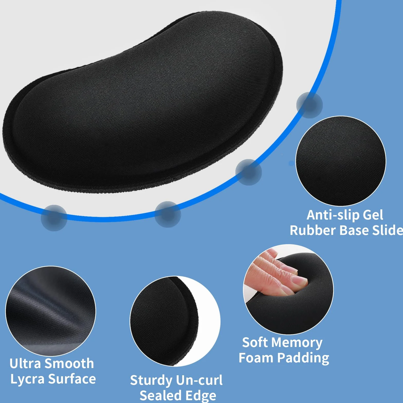 2 szt. podkładka pod nadgarstek, ergonomiczna podkładka pod mysz, antypoślizgowa podkładka pod nadgarstek, podkładka pod mysz z pianką z pamięcią kształtu, odciążająca nadgarstek, podkładka żelowa