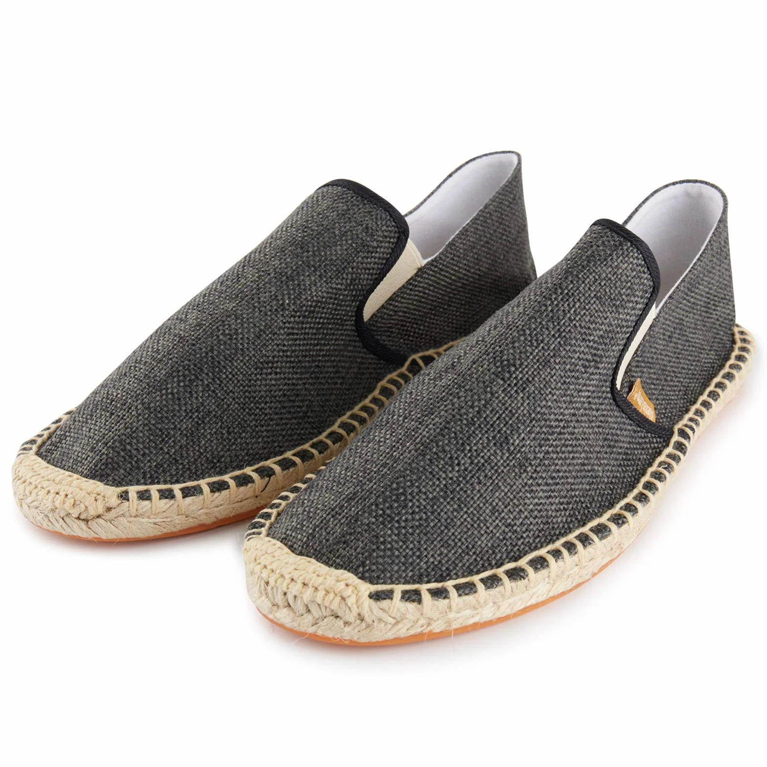 Alexis Leroy Jednolity kolor Slipper Espadryle Męski Flats Slip-On z płótna żaglowego Czarny 44 EU