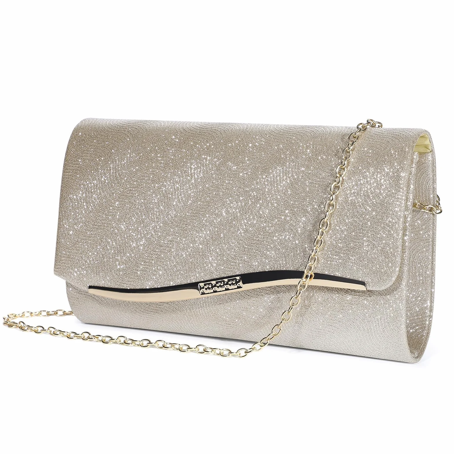 UBaymax Clutch damska torebka wieczorowa, błyszcząca, łańcuszkowa, modna torebka, elegancka koperta Crossbody na bal noworoczny, wesele, imprezę i wesele