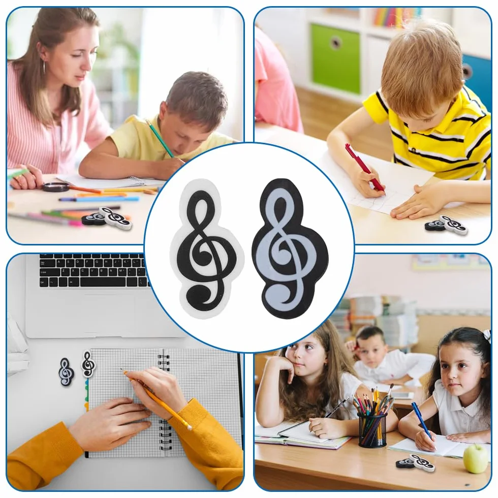 20 sztuk miękkich gumek do ścierania dla dzieci, gumki do ścierania z motywem muzycznym, zestaw gumek dla dzieci, do szkoły lub biura, do rysowania, robienia zdjęć i jako prezent