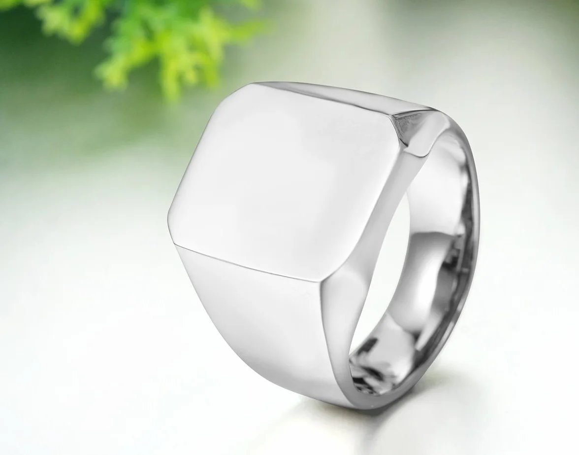 JewelryWe Biżuteria Biker stal szlachetna męski pierścionek, błyszczący, polerowany, kwadratowy, srebrny rozmiar od 52 do 78 cm – z torebką na prezent
