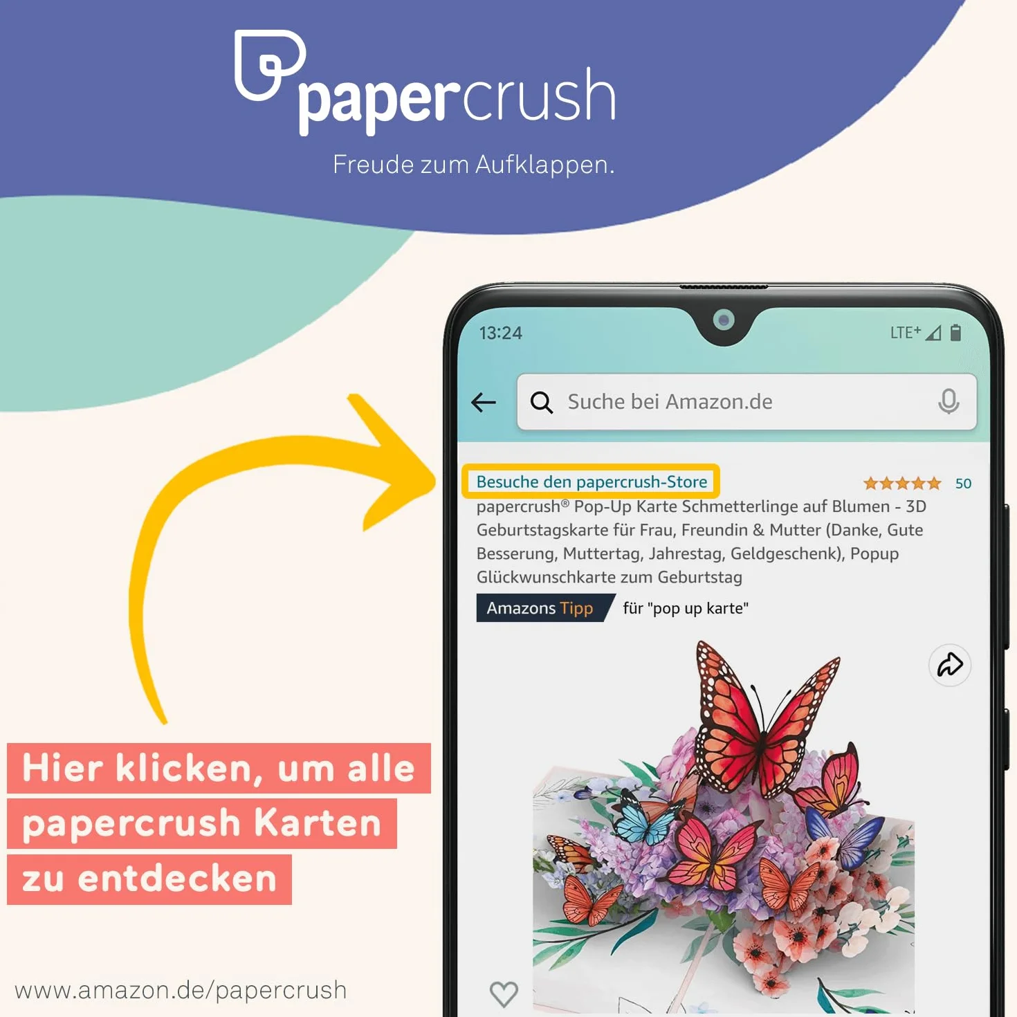 papercrush® Złota kartka na rocznicę ślubu pop up - karta podarunkowa 3D na 50 lat ślub, kartka z życzeniami z kopertą na pieniądze dla kobiet i mężczyzn (rodzice, dziadek, babcia)