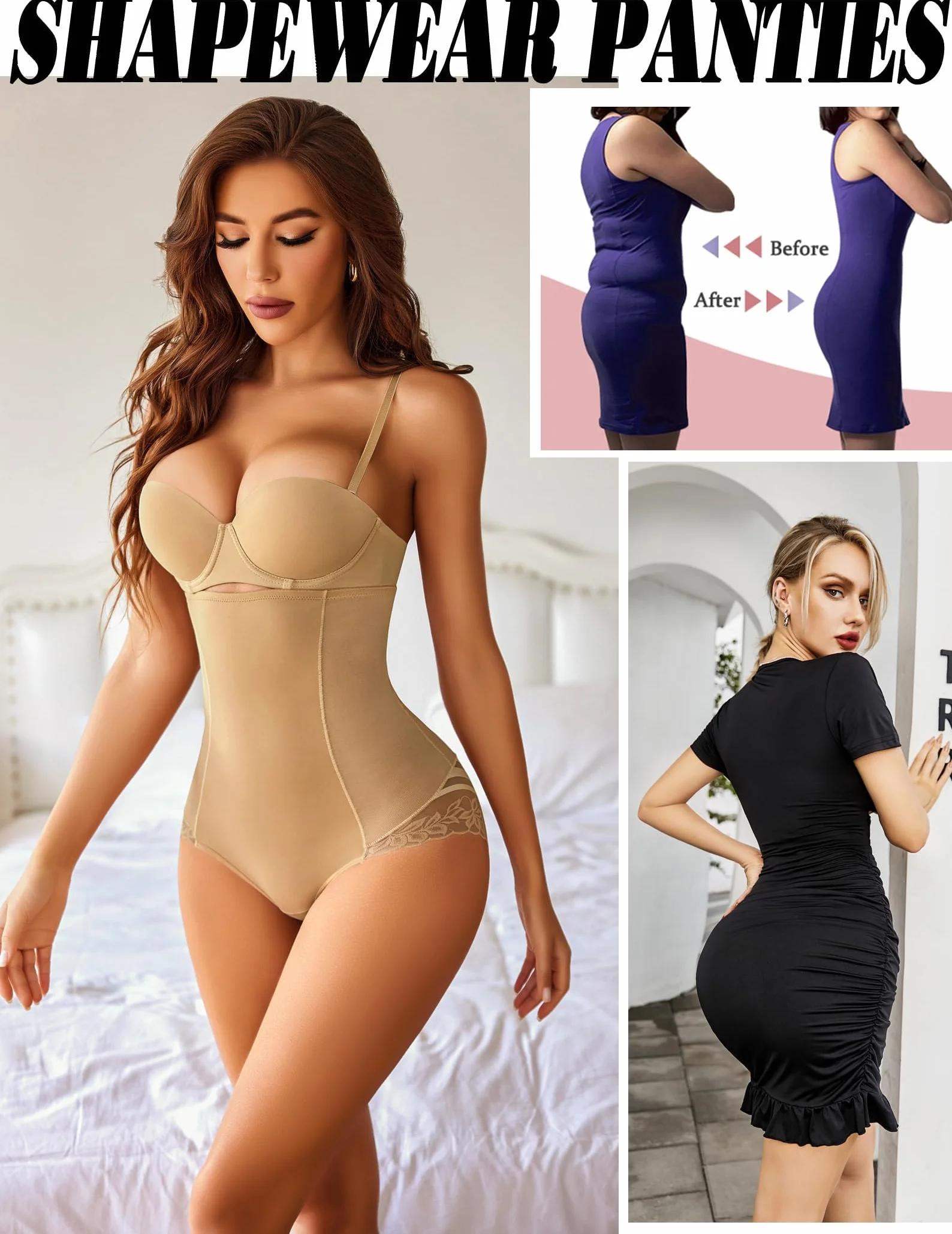 Avidlove Damskie majtki wyszczuplające brzuch bielizna modelująca bielizna wyszczuplająca komfort modelująca sylwetkę wysoki stan