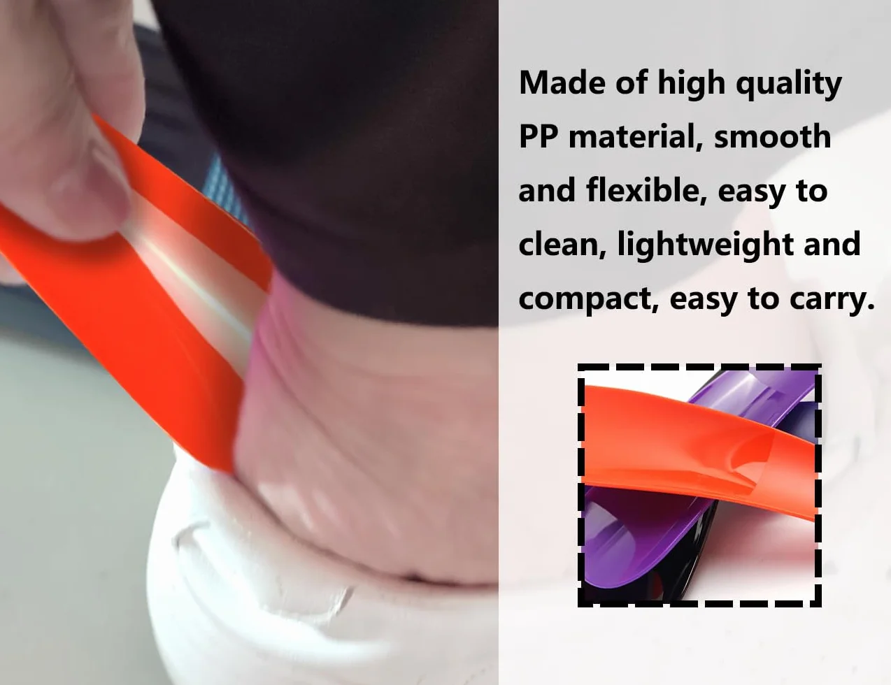 KAPSING 4 łyżki do butów, plastikowe, trwałe, przenośne, zestaw mini ściągaczy do butów, zaprojektowane do różnych butów, kozaki do wszystkich rozmiarów stóp (czarny, pomarańczowy, fioletowy i