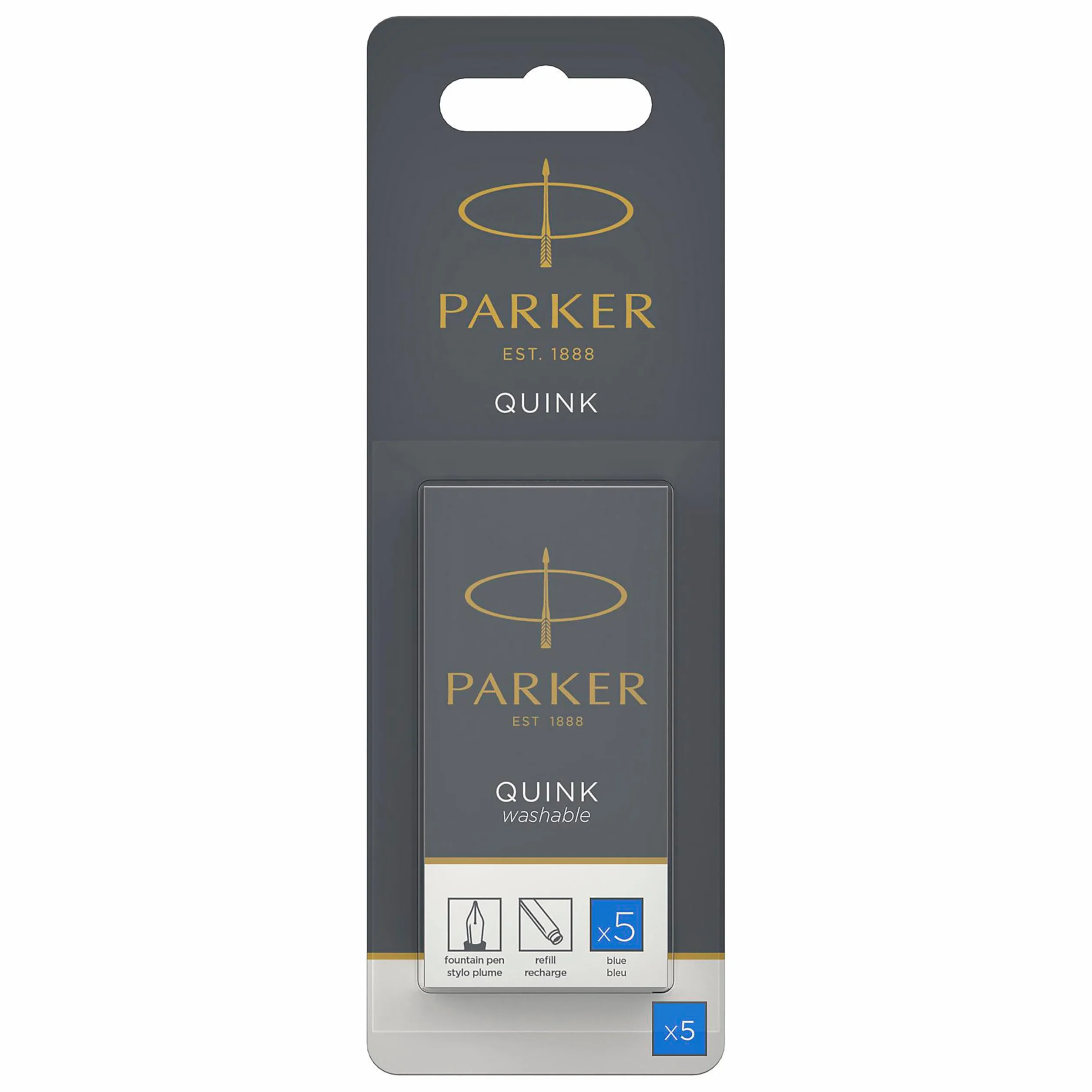 Parker Quink 1950208 Naboje do Pióra, Niebieski, 5 Sztuk