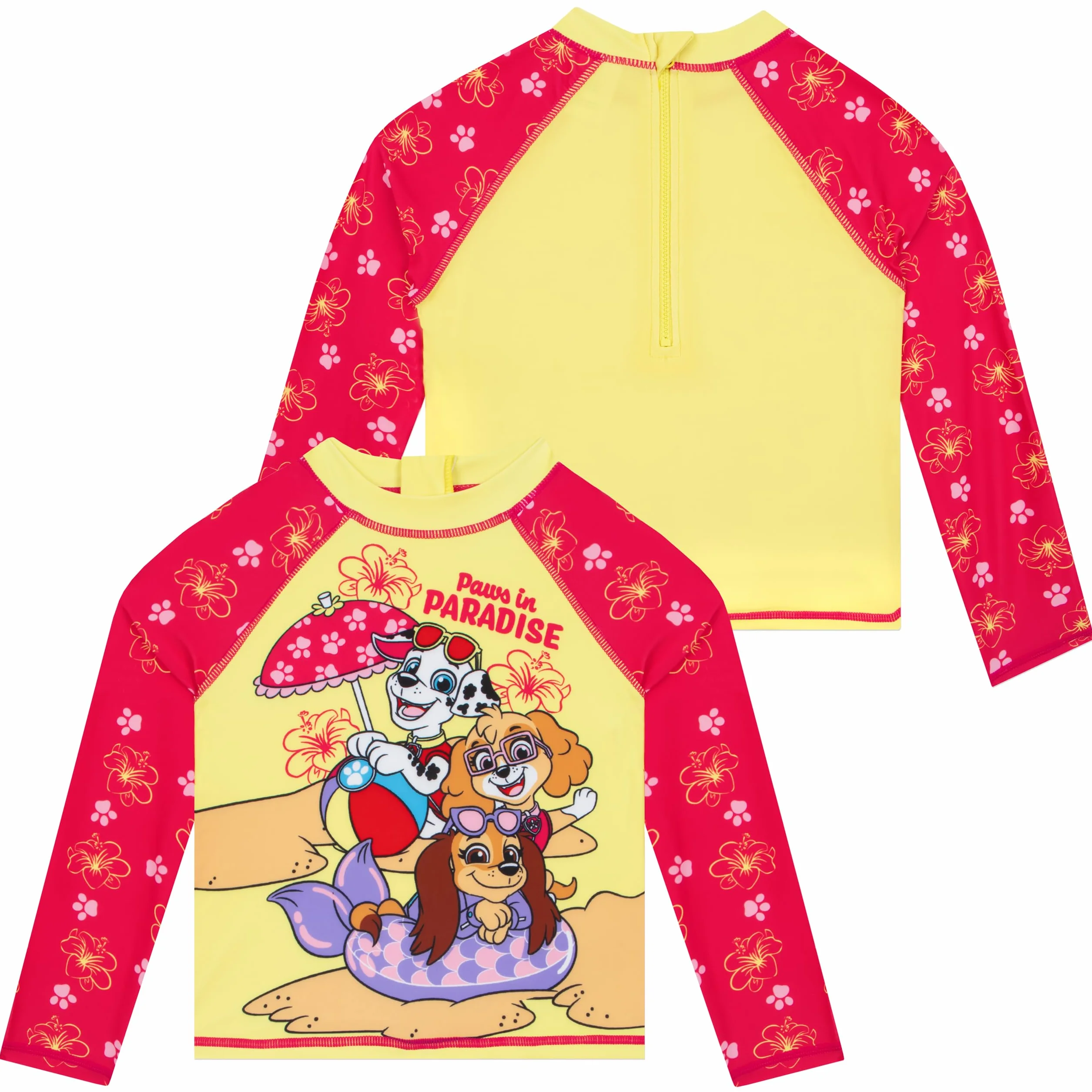 PAW Patrol 2-częściowy strój kąpielowy, dziewczęcy kostium kąpielowy z długim rękawem, zestaw Paws in Paradise