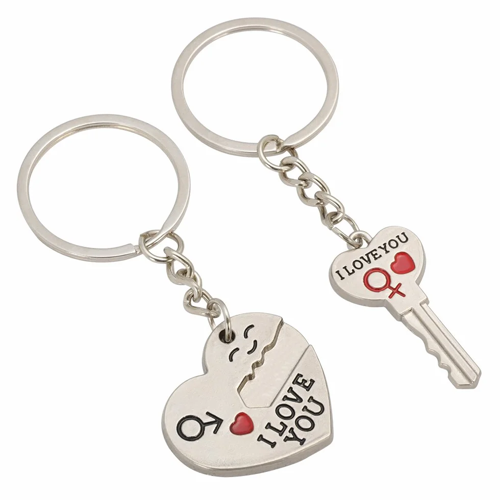 TRIXES Para breloczków walentynkowych, „I Love You” serce, dla par, urocze prezenty dla chłopaka, dziewczyny, dla niego, niej, prezent dla męża, żony