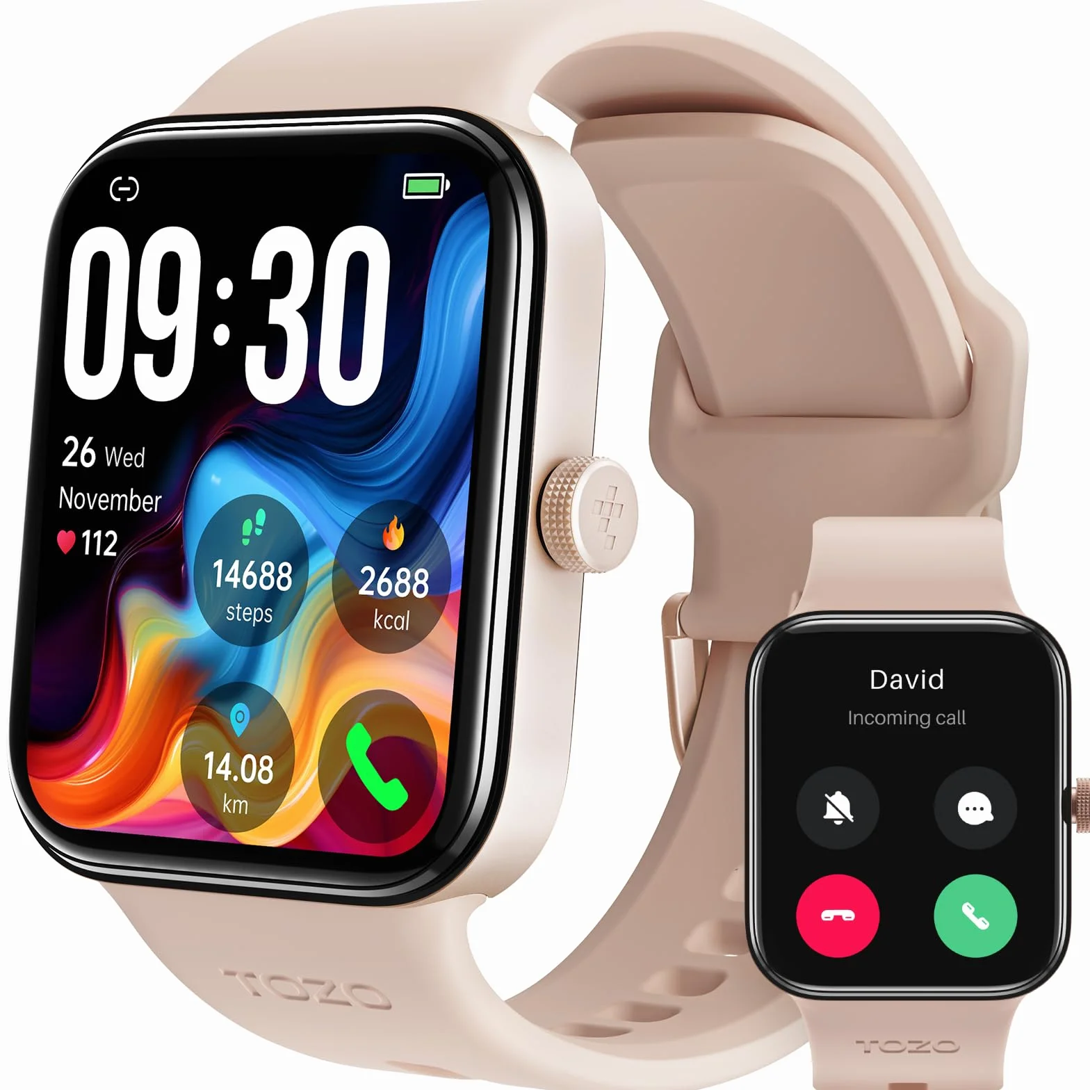 TOZO S4 AcuFit One Smart Watch Ekran AMOLED 1,78” dla mężczyzn i kobiet, Monitor fitness z wybieraniem numeru Bluetooth, Tętno i tlen we krwi, monitor snu, Wodoodporność IP68, trening dla iOS Android