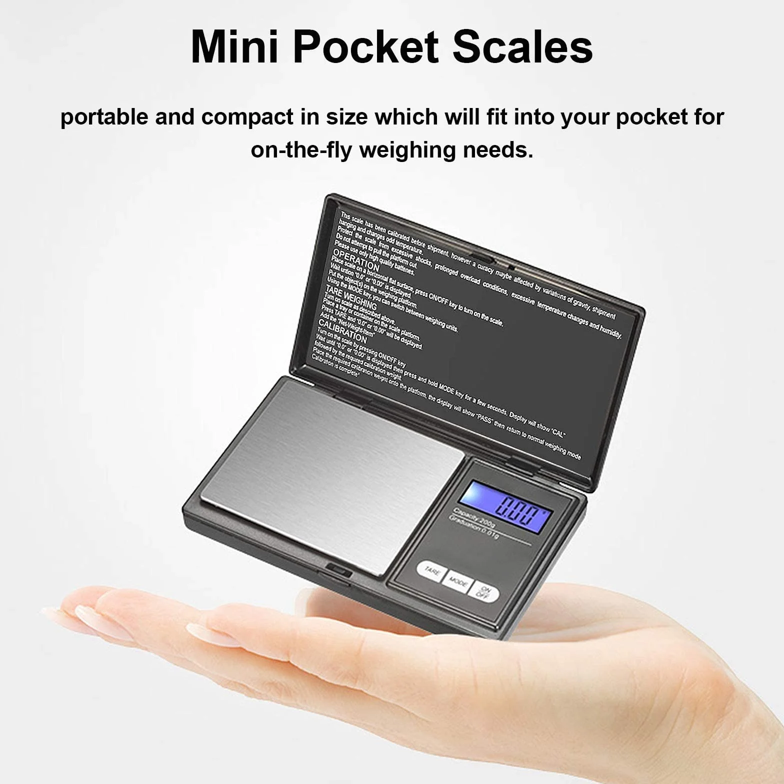Waga kieszonkowa 500 g / 0,01 g cyfrowa waga pocztowa mini waga gramowa z podświetlanym wyświetlaczem LCD i 7 jednostkami waga precyzyjna cyfrowa waga cyfrowa waga do monet waga do biżuterii,