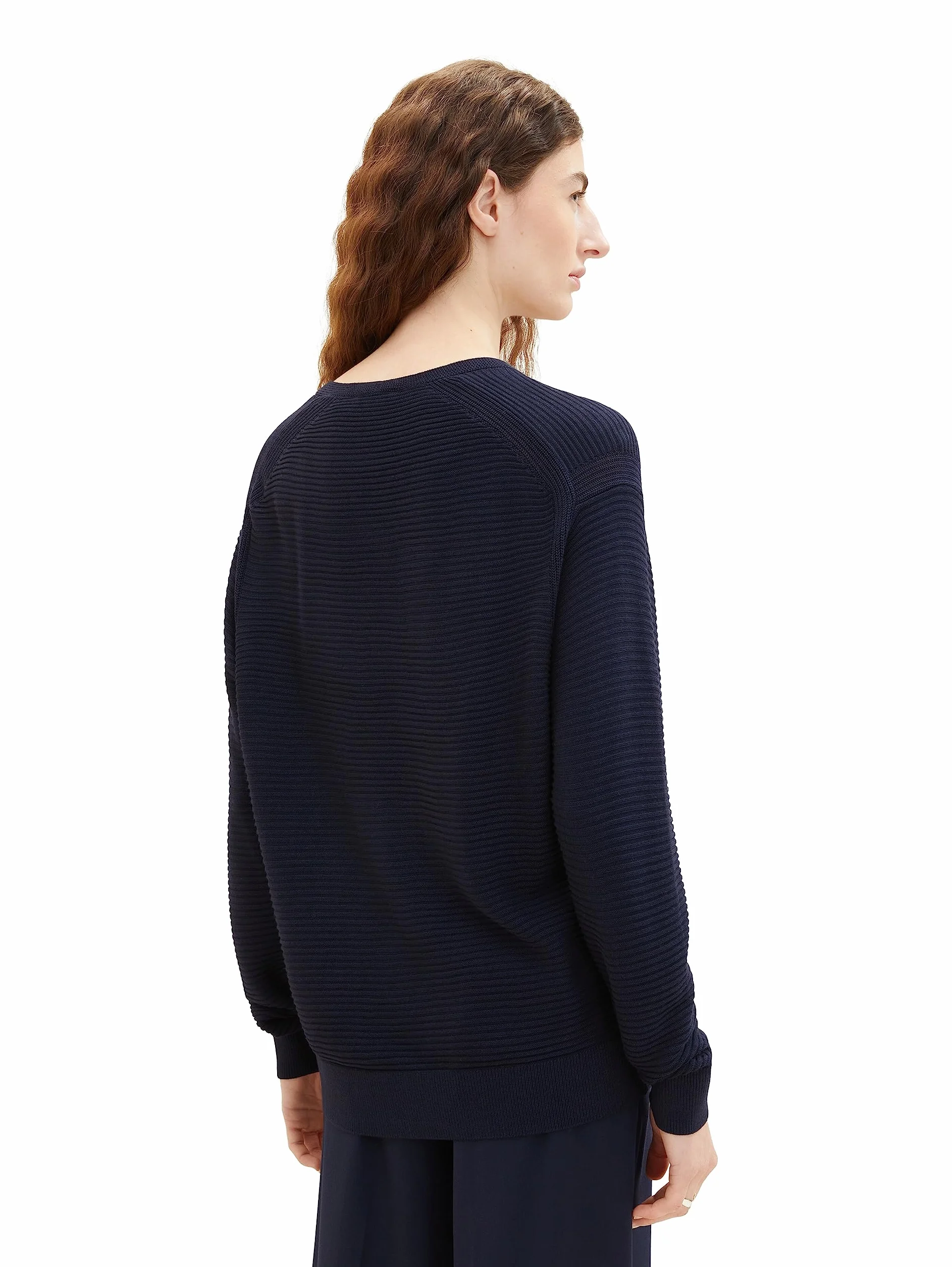 TOM TAILOR Damski sweter z dzianiny Basic z dekoltem w serek, 10668 - Sky Captain Blue, M