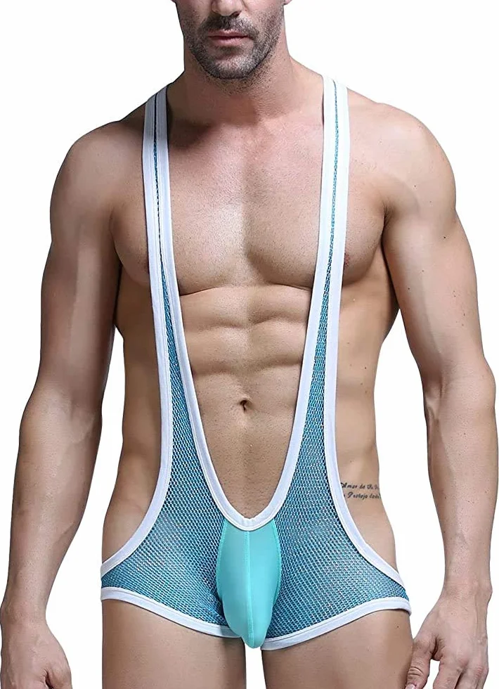 JFAN Męskie stringi slipy męskie majtki z szelkami kostium Borat Mankini stringi Bokserki bielizna body dla mężczyzn