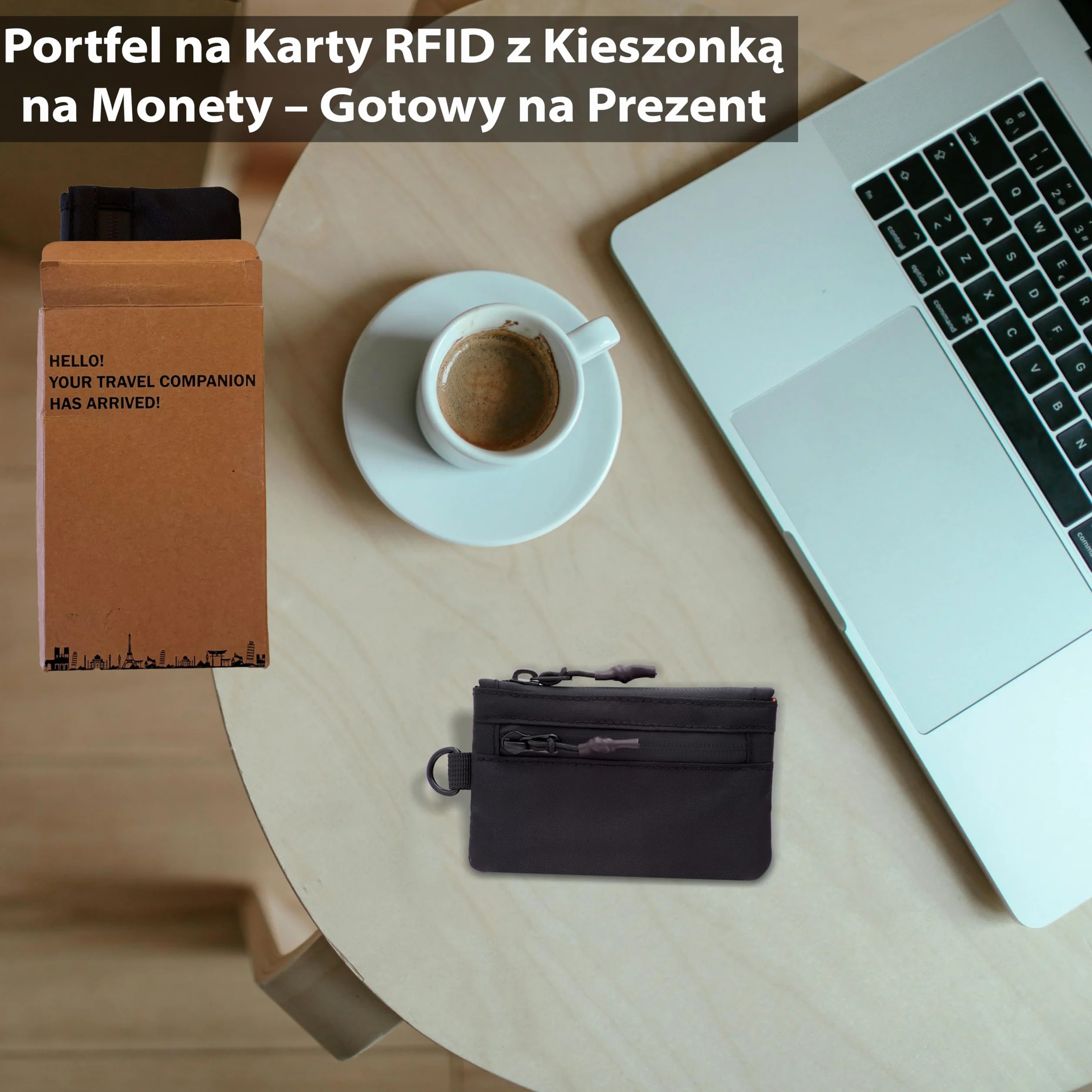 OW-Travel Mały Portfel Na Karty RFID z Kieszenią na Monety (Czarny) Portfel na Karty z Blokadą RFID. Bezpieczeństwo Portfela na monety i Spokój Ducha. Lekka I Minimalistyczna Konstrukcja.