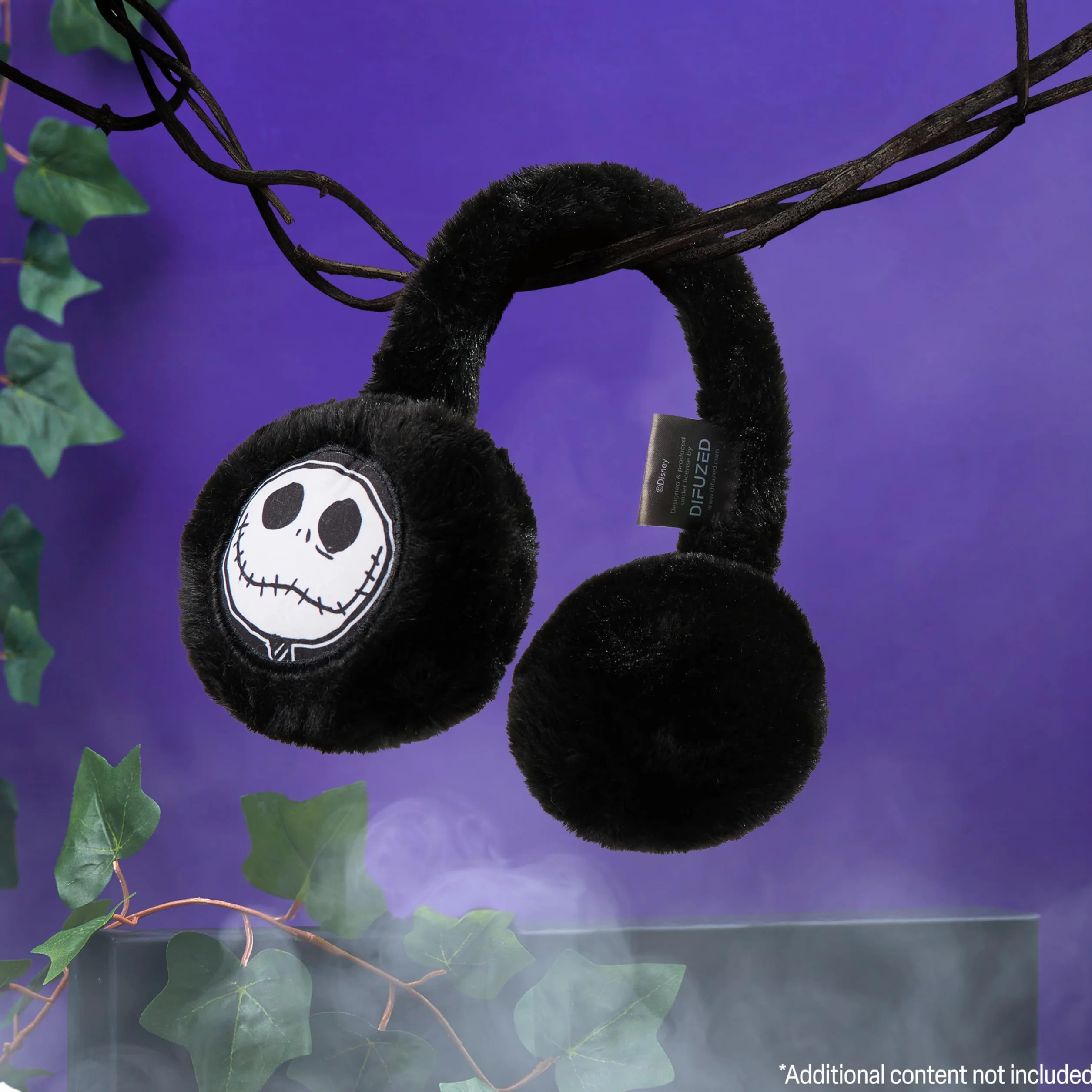 Disney The Nightmare Before Christmas dziewczęce puszyste nauszniki - prezenty dla niej, Czarny, Rozmiar uniwersalny