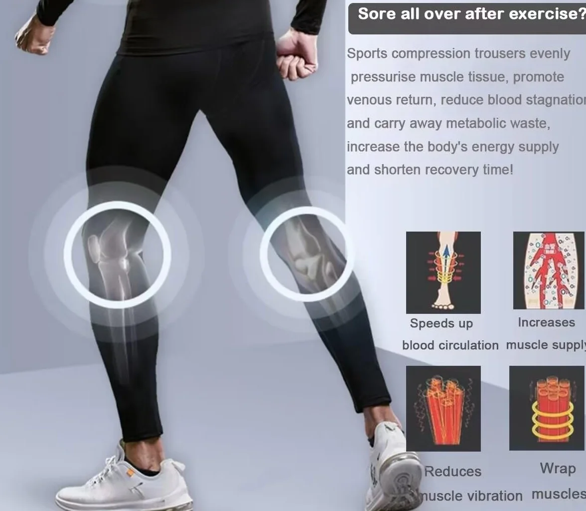 Spodnie kompresyjne Męskie Sportowe Legginsy Biegowe Długie Oddychające Baselayer Legginsy Spodnie dla Fitness Jogging Koszykówka