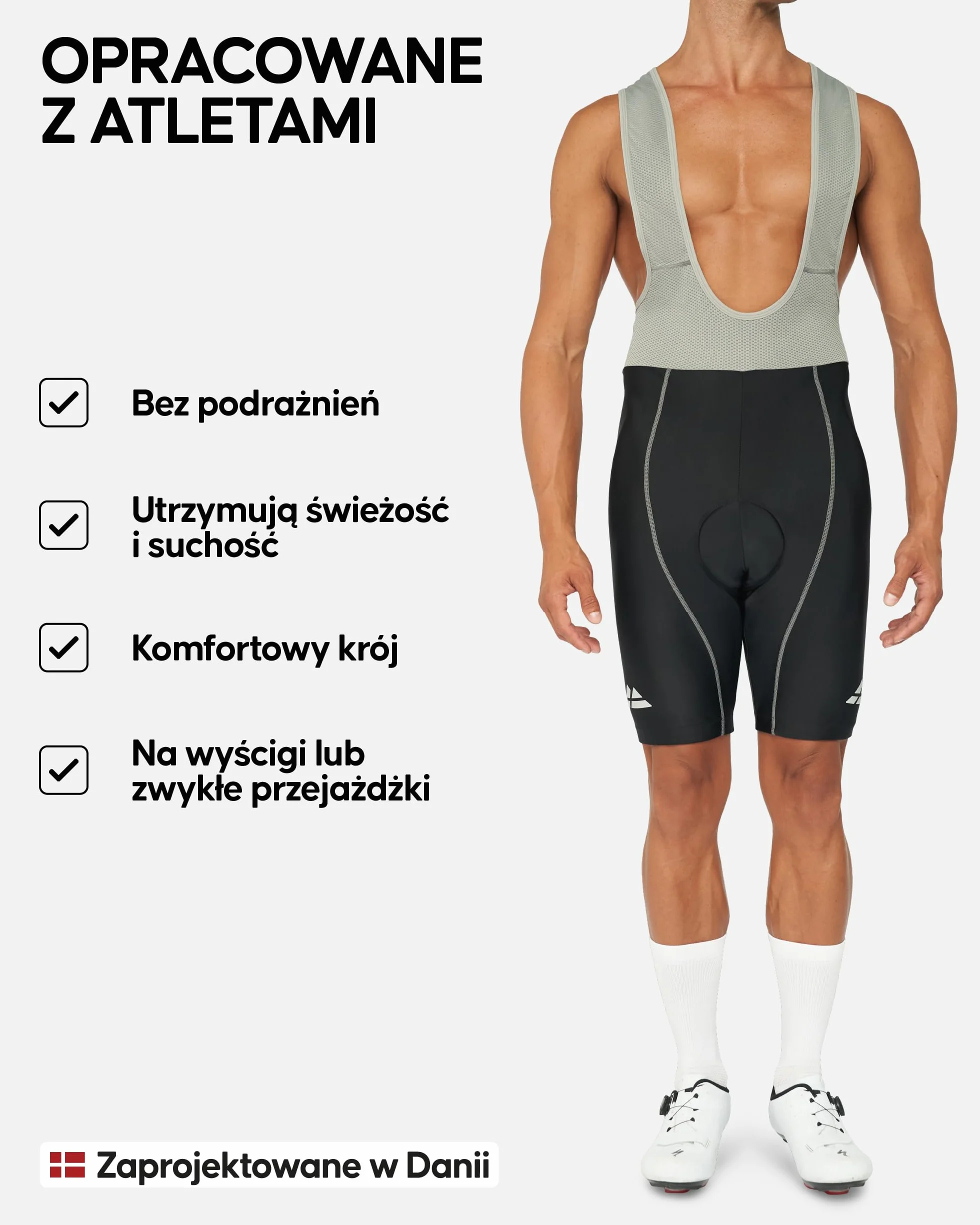 DANISH ENDURANCE Spodenki Rowerowe Męskie, na Szelkach, Szorty Kolarskie z Amortyzującą Wkładką 3D Chamois
