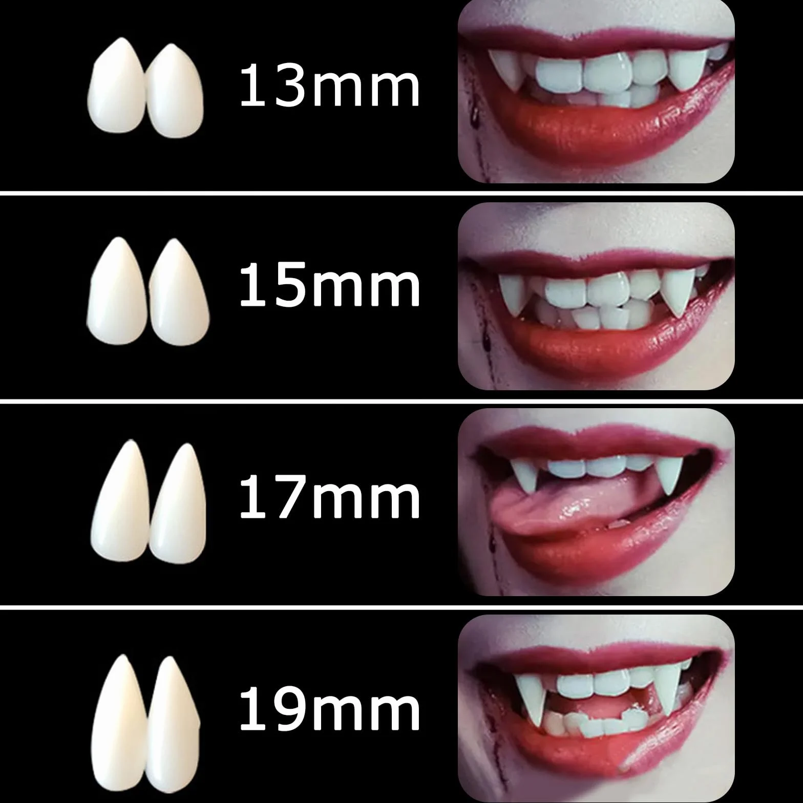 GWAWG 13-częściowy zestaw zębów wampira, na Halloween, karnawał, imprezę, kostium horroru na maskaradę, rekwizyty cosplay, 5 arkuszy tatuaży na Halloween, 4 pary kłów, 2 tubki kleju do zębów w