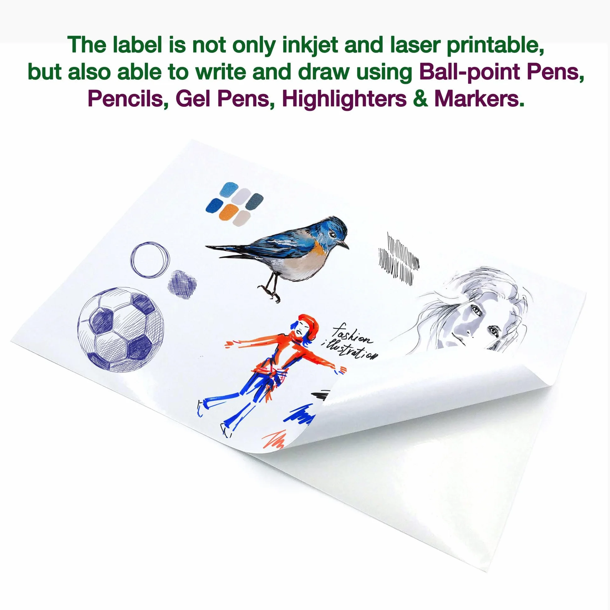 Evergreen Goods 20 arkuszy A4, biały, błyszczący papier do naklejek fotograficznych, odporny na zachlapanie atramentowy i laserowy, samoprzylepna etykieta, idealna do etykietowania produktów,