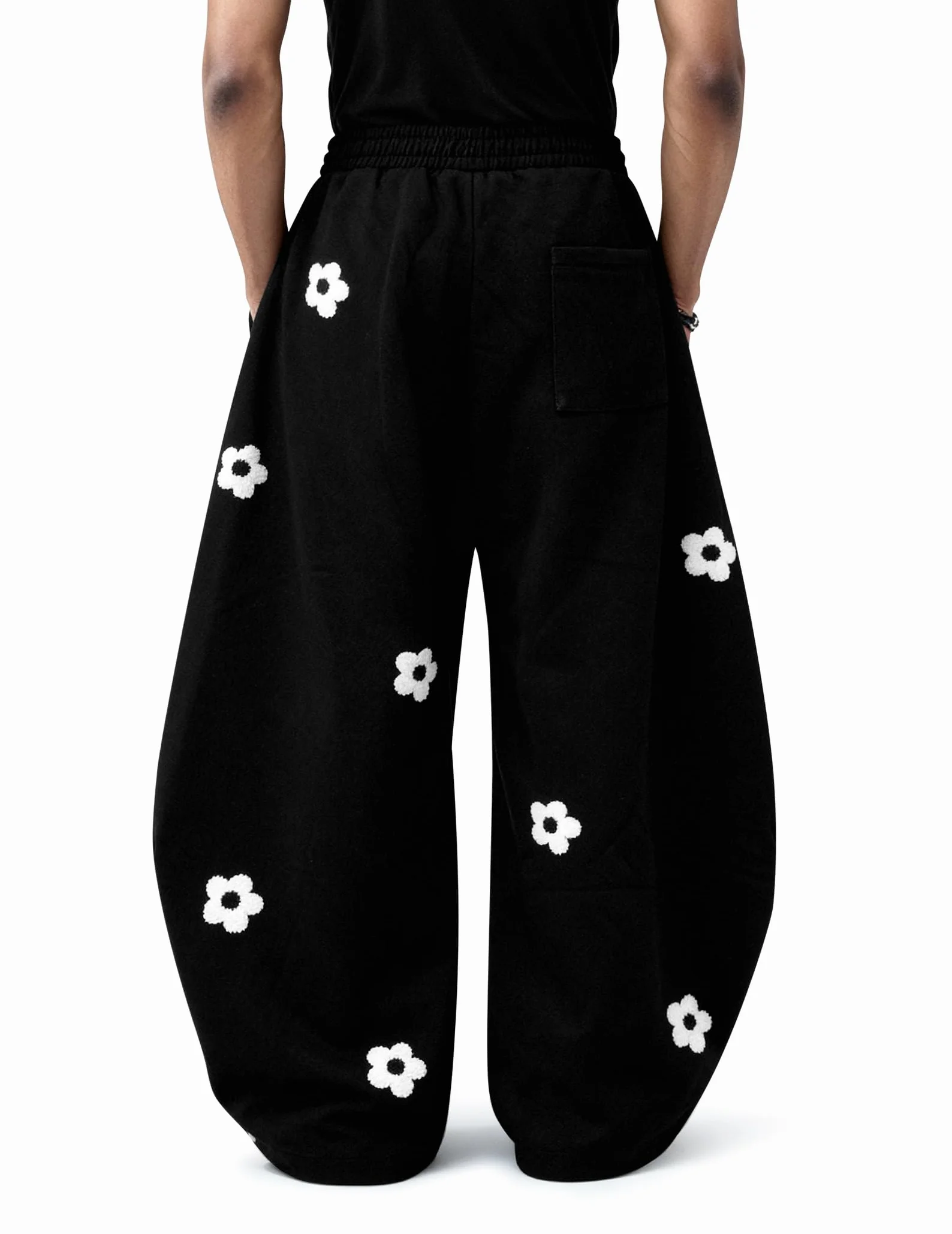 Aelfric Eden Kwiaty Baggy damskie spodnie do biegania Embroidery Barrel Sweatpants męskie Basic spodnie sportowe, uniseks, szerokie nogawki, spodnie oversize, spodnie treningowe, wysoka talia, spodnie