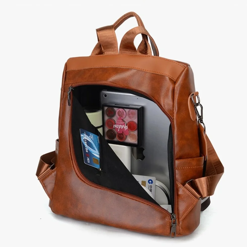 Plecak dla kobiet, modny plecak podróżny ze skóry PU, antykradzieżowy, plecak crossbody, na zewnątrz