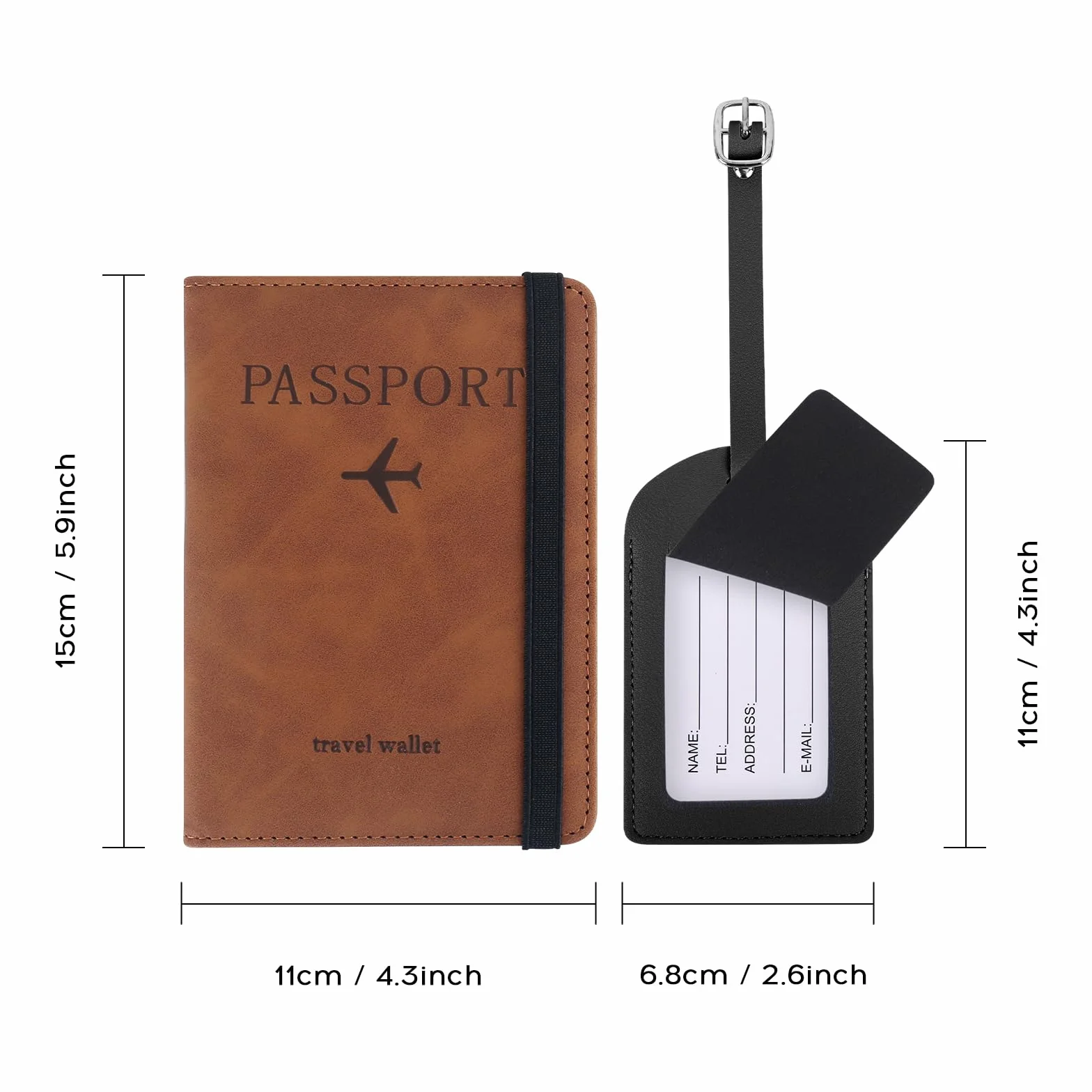 etui RUCUDIM na paszport, 2 szt., skóra PU, blokowanie RFID, podróżne etui portfelowe z przegródką na karty i elastycznym paskiem, na karty kredytowe, pieniądze, wejście na pokład,