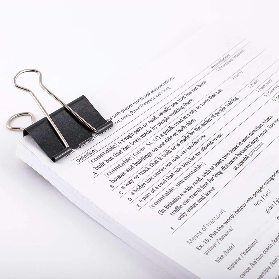 D.RECT Metalowe Klipsy Składane 51 mm - Wielofunkcyjne Spinacze do Papieru - Klamry do Notatek - Uniwersalne Klipsy do Spinania Dokumentów 12 sztuk, Czarne