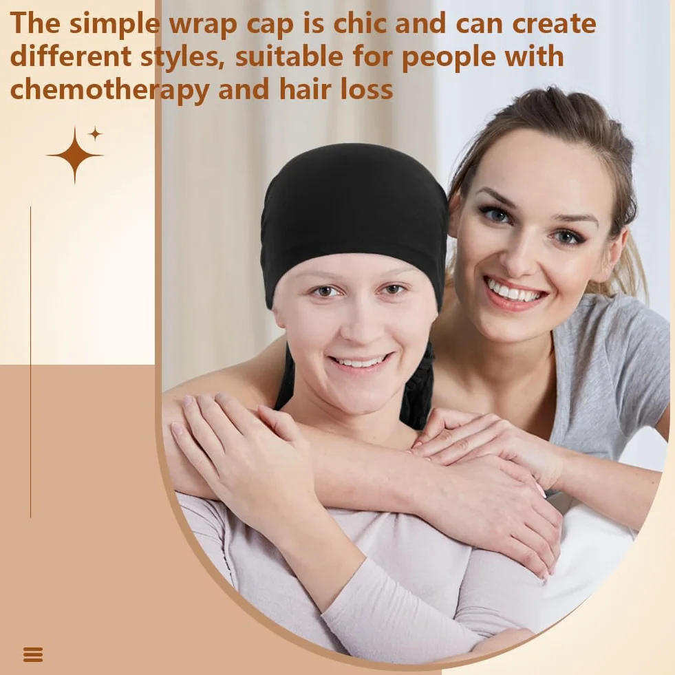 Czapka chemio, elegancka czapka turban dla kobiet, czapka z chemioterapią dla kobiet, czapka na wypadanie włosów, czapka z nadrukiem bandany do chemioterapii, Czarny nadruk
