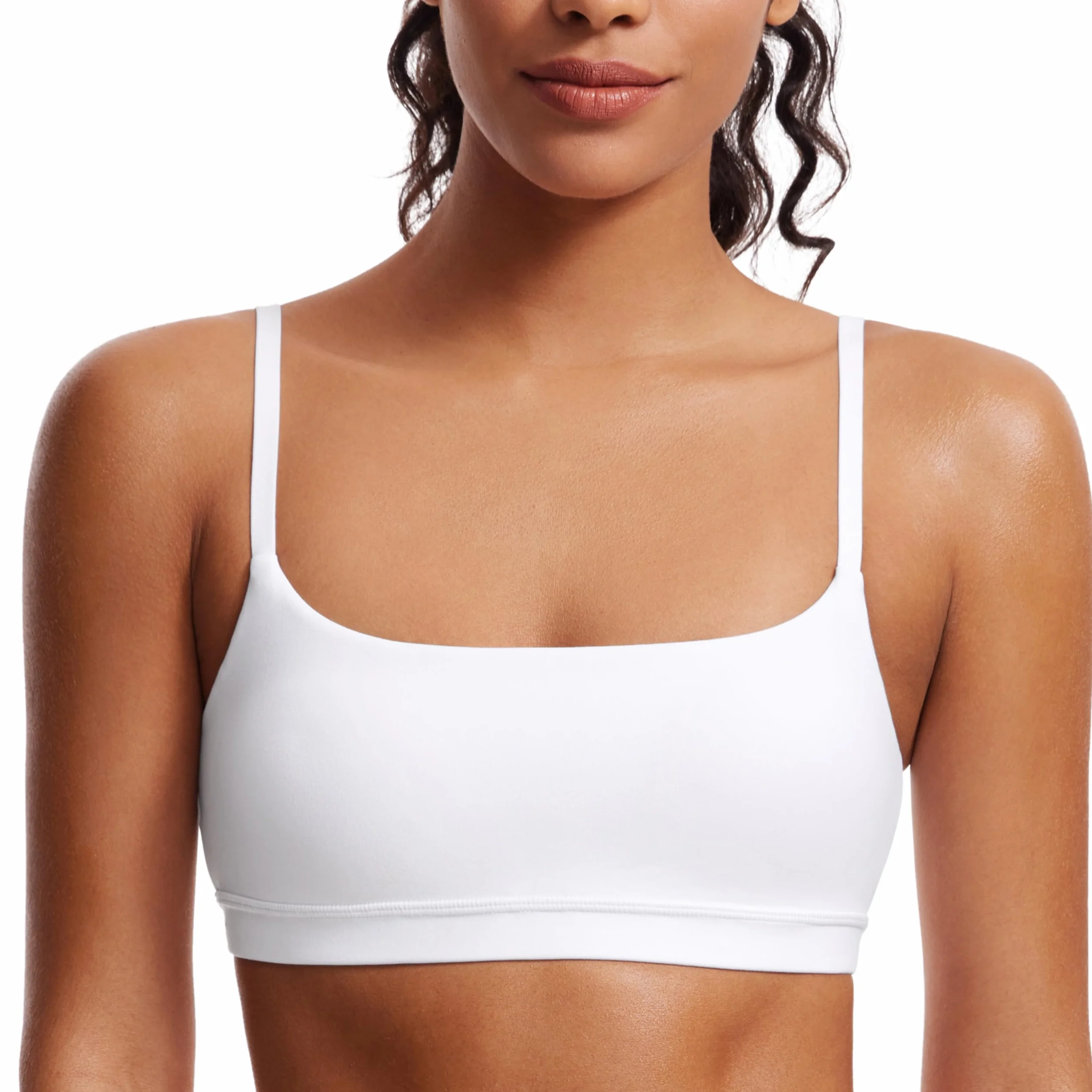 CRZ YOGA Biustonosz sportowy Butterluxe dla kobiet z regulowanymi ramiączkami typu spaghetti - dekolt w łódkę, bez fiszbin, usztywniany, do ćwiczeń jogi, krótki top