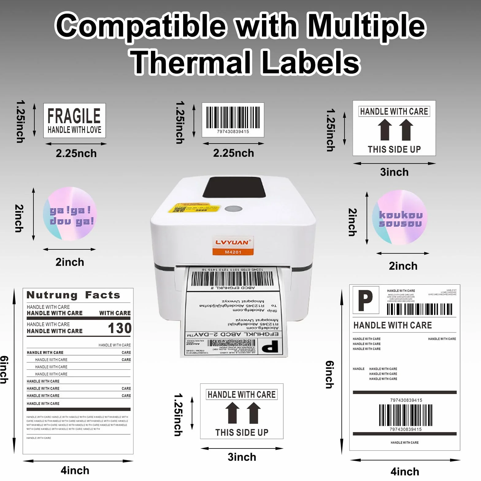 LVYUAN Drukarka etykiet 4x6 Termiczna drukarka DHL Label Printer etykieciarka biurkowa do kodów kreskowych, dla Amazon DHL DPD UPS FedEx Etsy Shopify Ebay