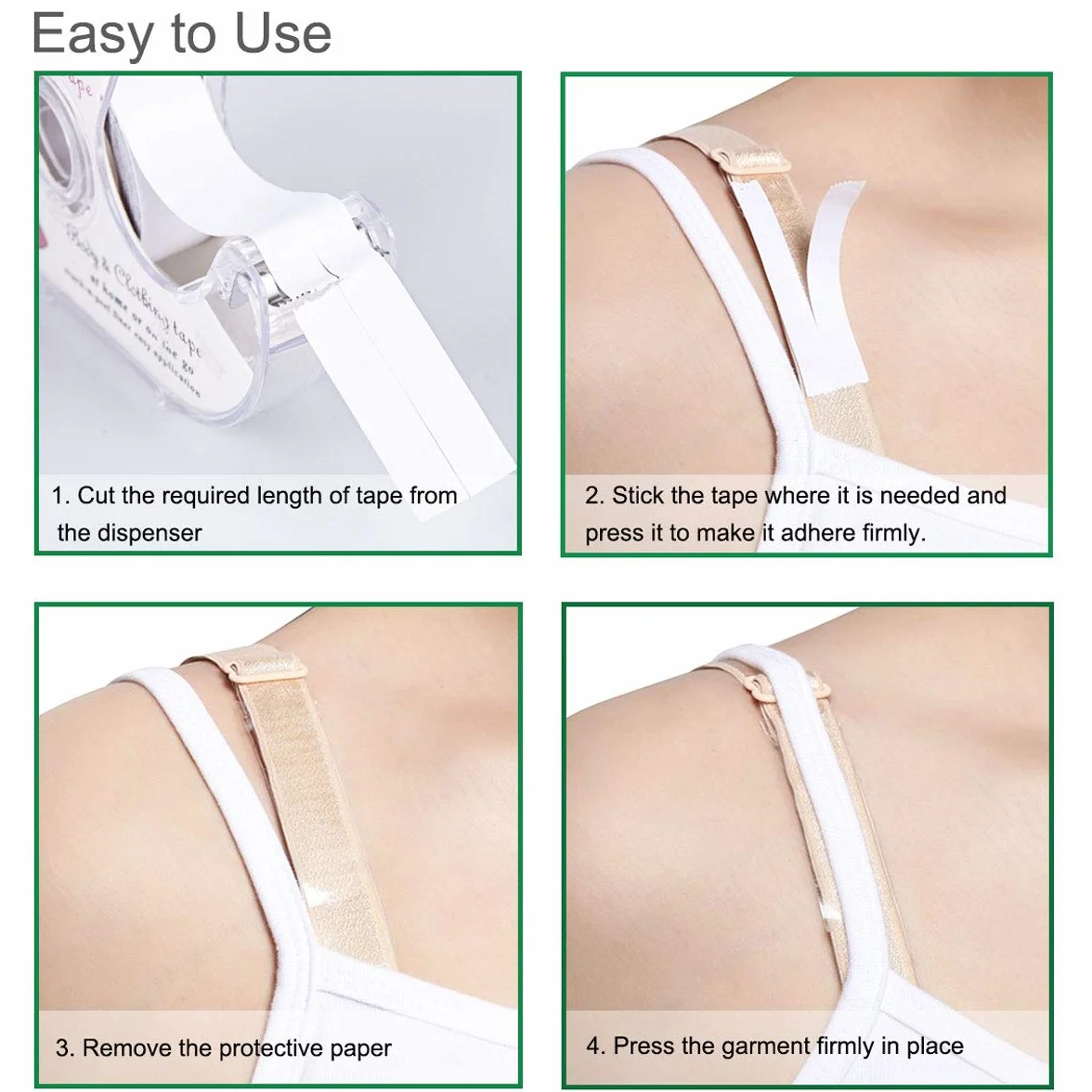 Fashion Tape niewidoczna dwustronna taśma do ciała taśma klejąca do biustonosza dla kobiet głęboka sukienka w serek (2 rolki x 5 m)