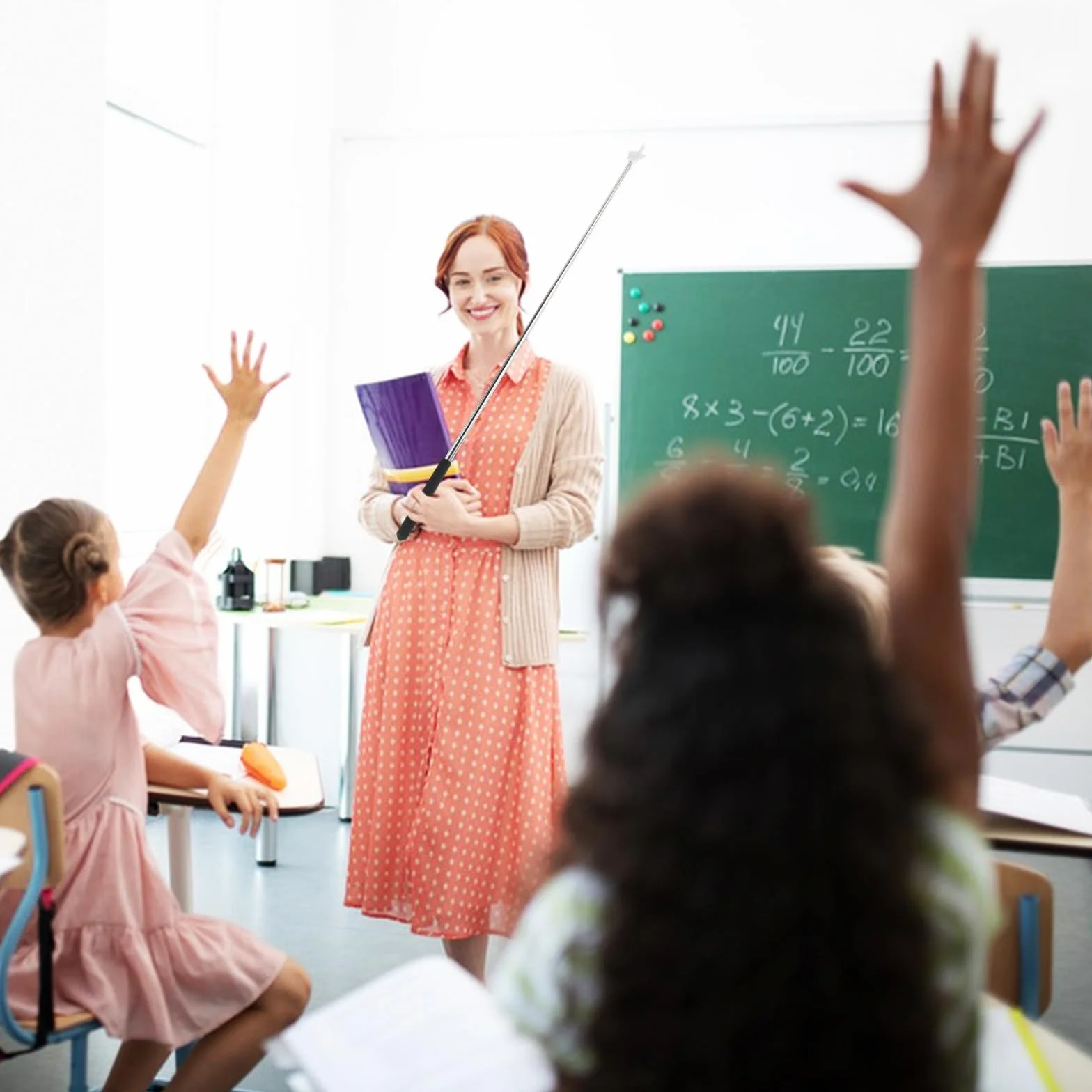DIVINA VITAE Drążek wskazujący, wysuwany drążek ręczny, kij wskazujący, teleskopowy kij wskazujący, teleskopowy instruktor, wskazówka do klasy, osobista interakcja (czarny)