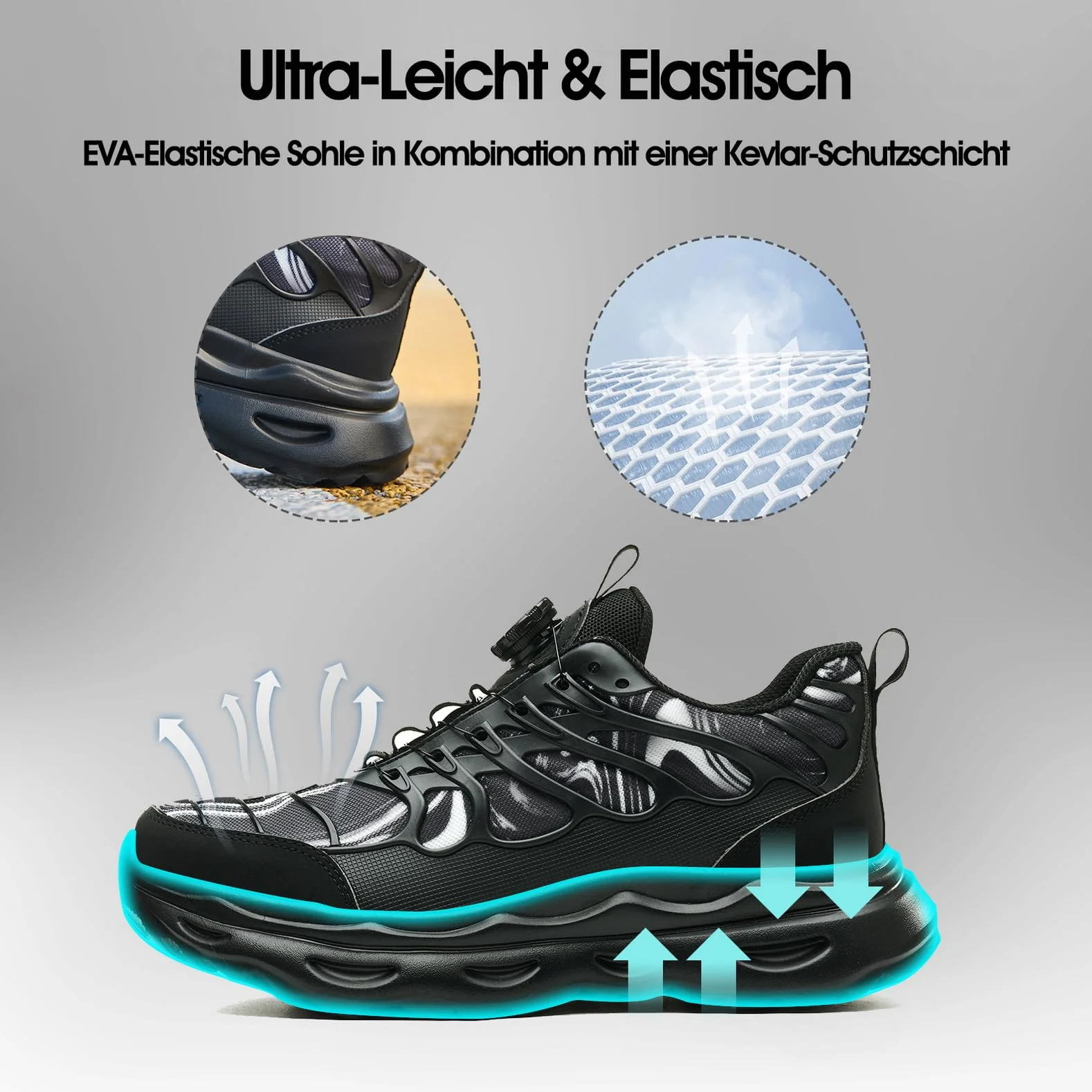 Nowe Męskie Buty Bezpieczeństwa S3 z Obrotowym Zapięciem – Lekkie, Antypoślizgowe, Ochrona przed Uderzeniami i Przebiciami Black 40