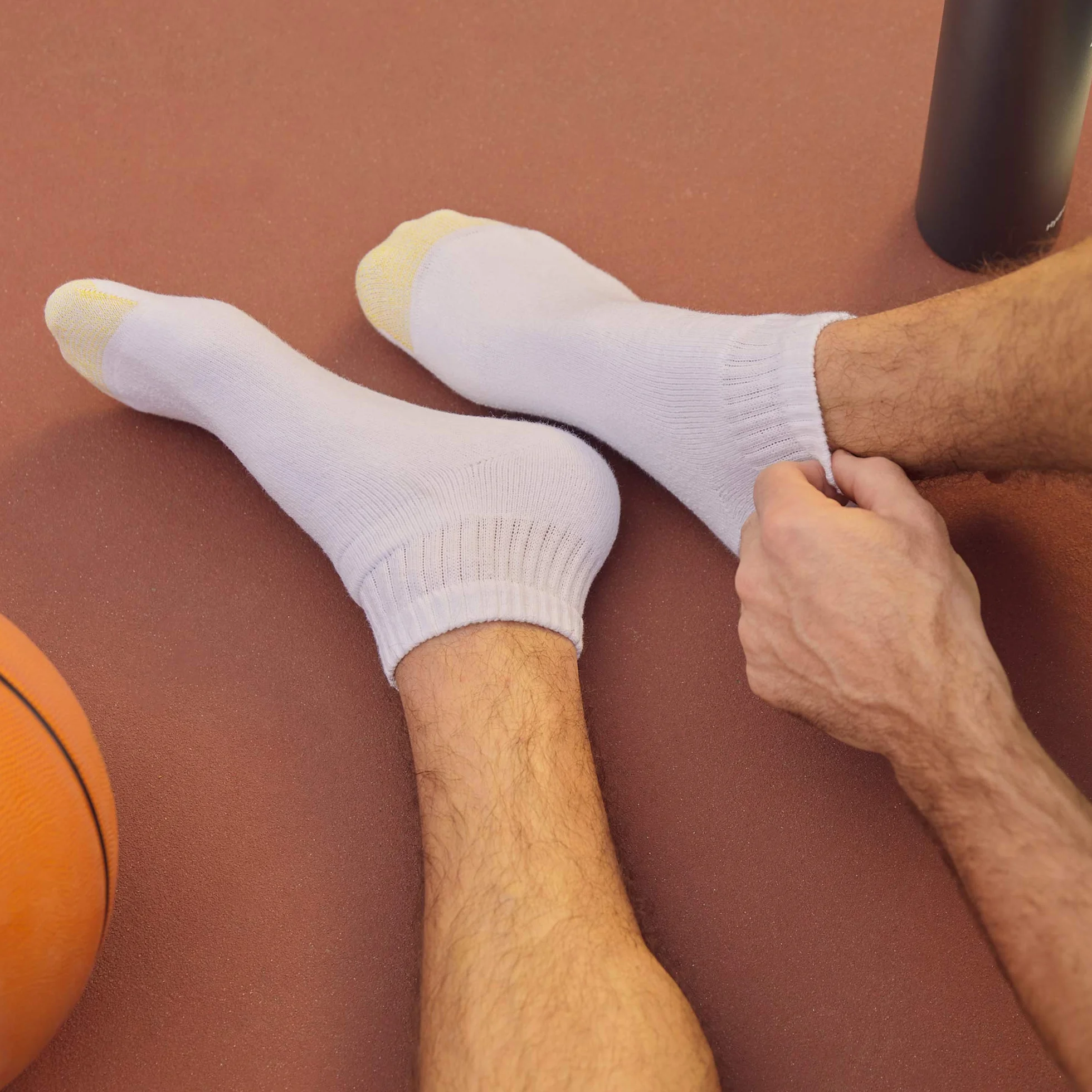 GOLDTOE Men's 656P Cotton Ankle Athletic Socks, Multipairs, White (6-Pairs), Large