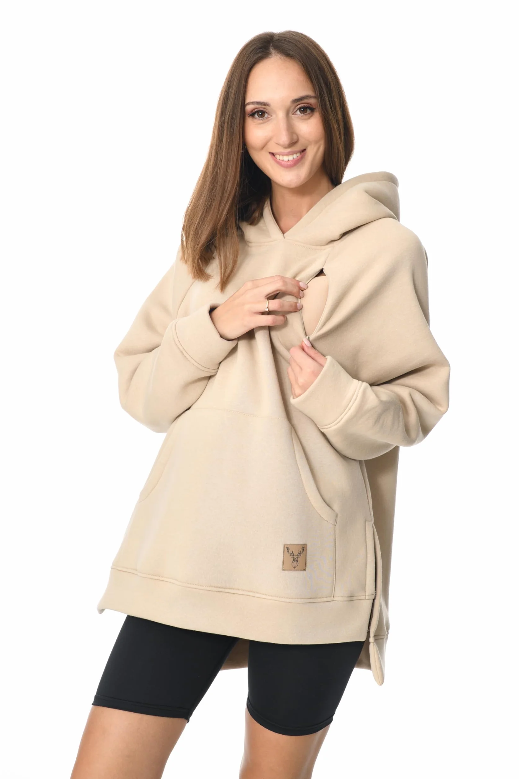 MijaCulture Moda ciążowa 2 w 1 sweter do karmienia i sweter ciążowy top do karmienia Stella M014