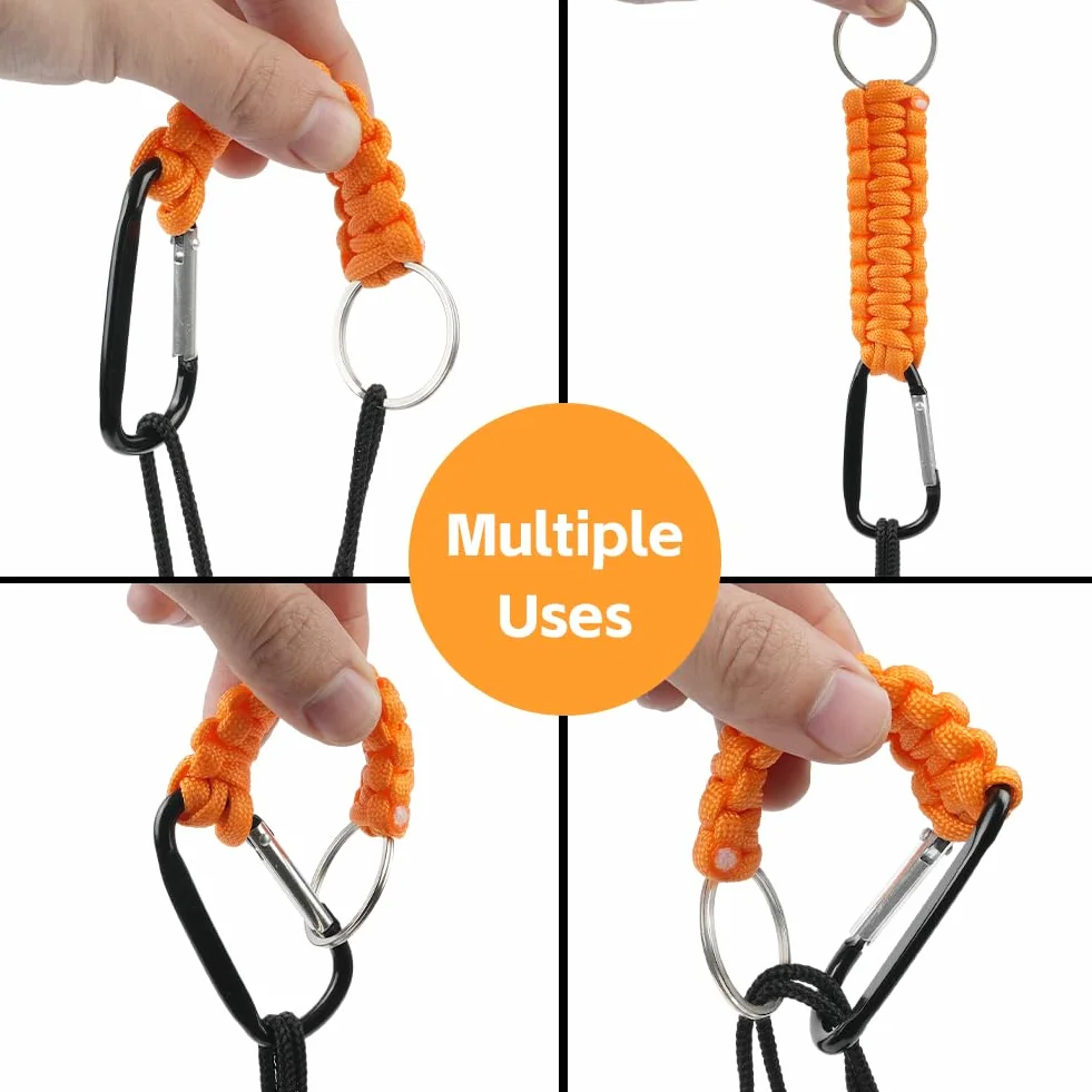 OFFCUP Paracord breloczek do kluczy karabińczyk, smycz na klucze, wielofunkcyjna, z paracordem, do wspinaczki, na kemping, wędrówki, podróże z plecakiem
