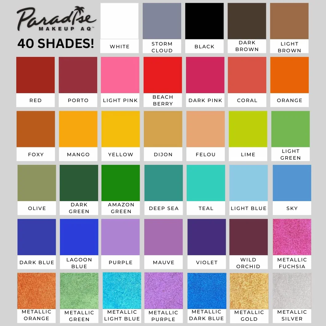 Mehron Makeup Paradise Makeup AQ Pro Size | Wydajność sceniczna i ekranowa, malowanie twarzy i ciała, piękno, cosplay i Halloween, aktywowana wodą farba do twarzy, malowanie ciała, 1,4 uncji (40