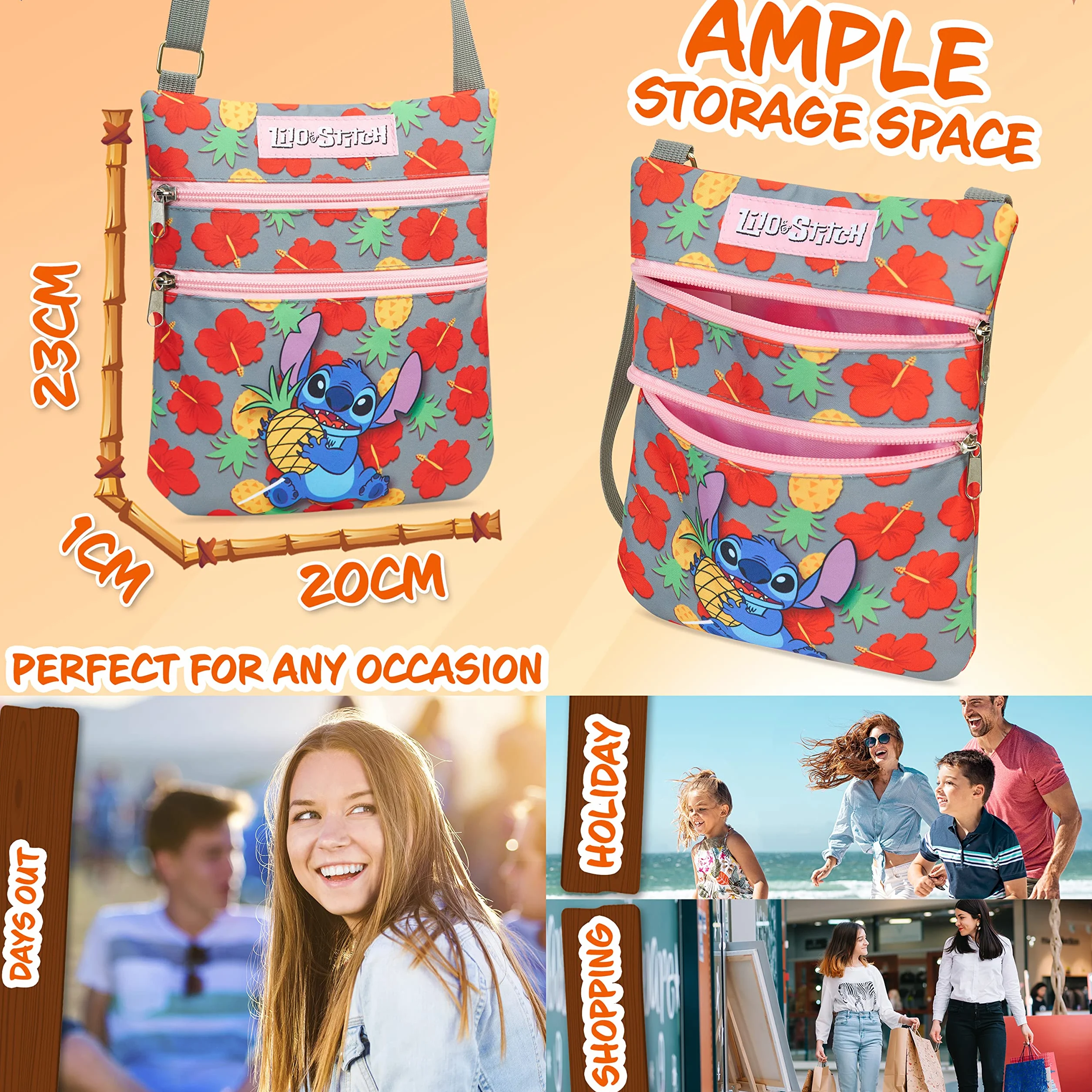 Disney Cross Body Bag dla dziewczynek, Lilo and Stitch Torba na ramię, Stitch Gifts