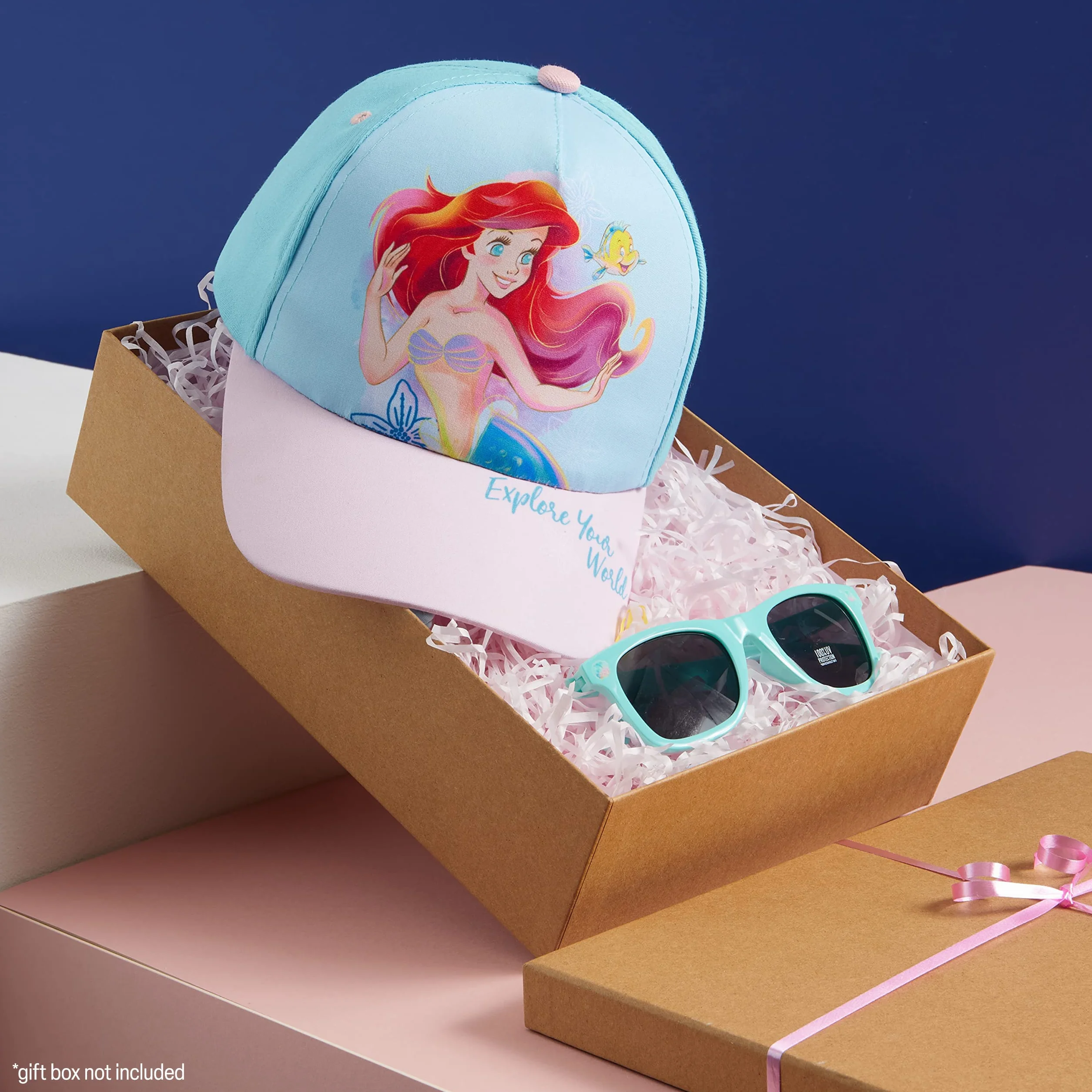 Disney Stitch Czapka z Daszkiem i Okulary Przeciwsłoneczne dla Dzieci dla Dziewcząt 100% UV Protection Lato Akcesoria Ustaw Jeden rozmiar Regulowany Kapelusz Frozen The Little Mermaid Stitch Prezenty dla Dziewczynek