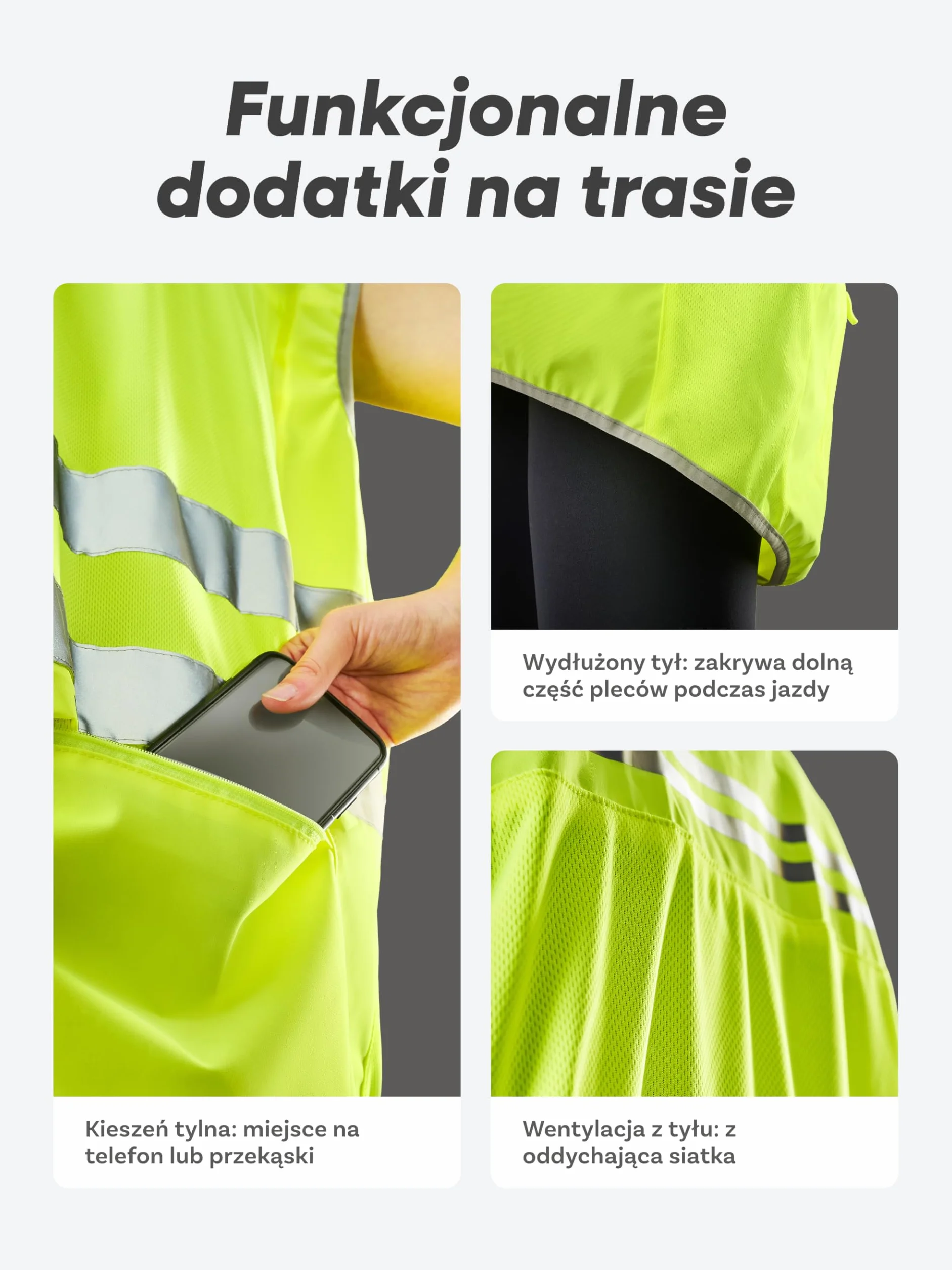 Prowiste Kamizelka Rowerowa Męska & Damska – Wysoka Widoczność w Neonowym Żółtym z Paskami Odblaskowymi – Oddychająca (Mesh) – Z Tylną Kieszenią