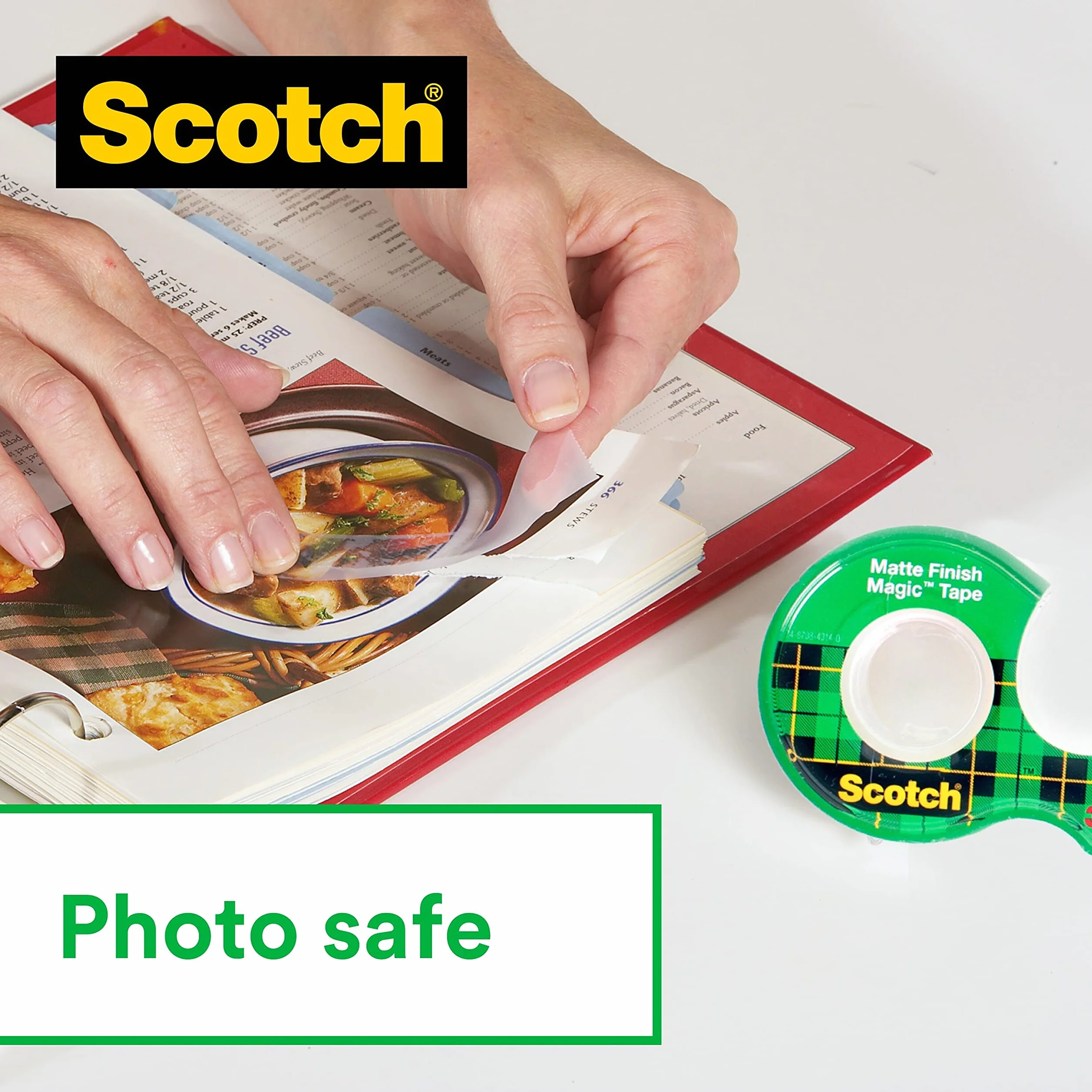 Scotch Dozownik taśmy w kolorze srebrnym z 1 rolką taśmy Scotch Magic Tape 19 mm x 33 m - idealny do szkoły, domu i biura