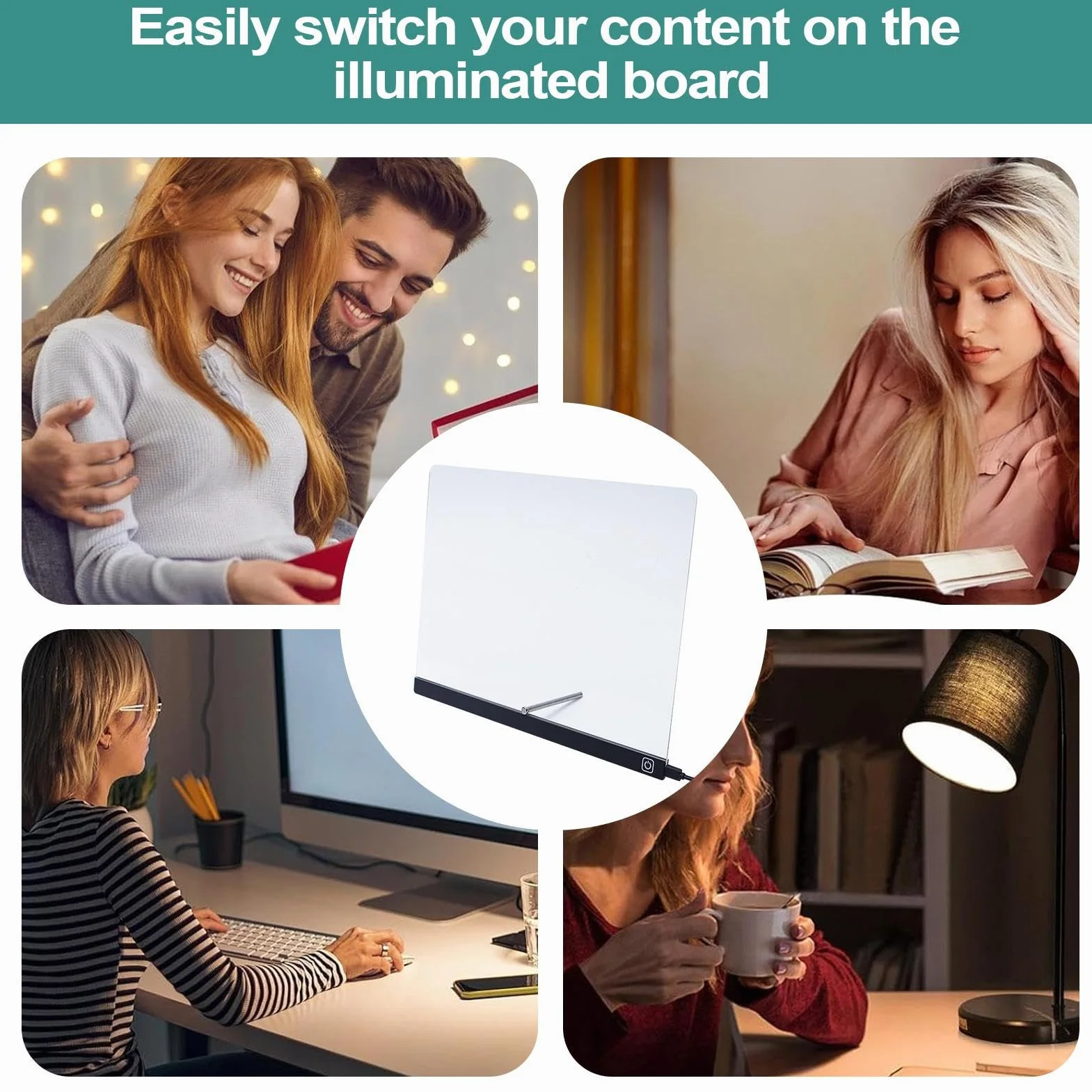 Keyubria Akrylowa p?yta do usuwania suchej z ?wiat?em, tablica kre?larska | LED Dry Dreas Erase Board,Przepisywany glow akrylowa notatka do nauki edukacyjnej rozrywki gier