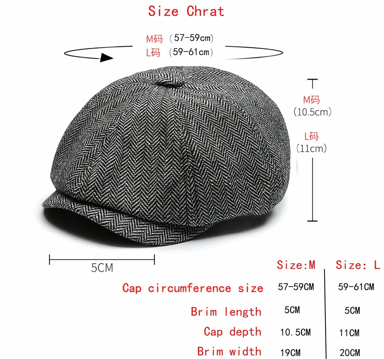 Zimowa płaska czapka męska, czapka beanie typu jodełka, czapka beret Oomo w jodełkę, irlandzka czapka Baker Boy płaska czapka gazeciarza czapka